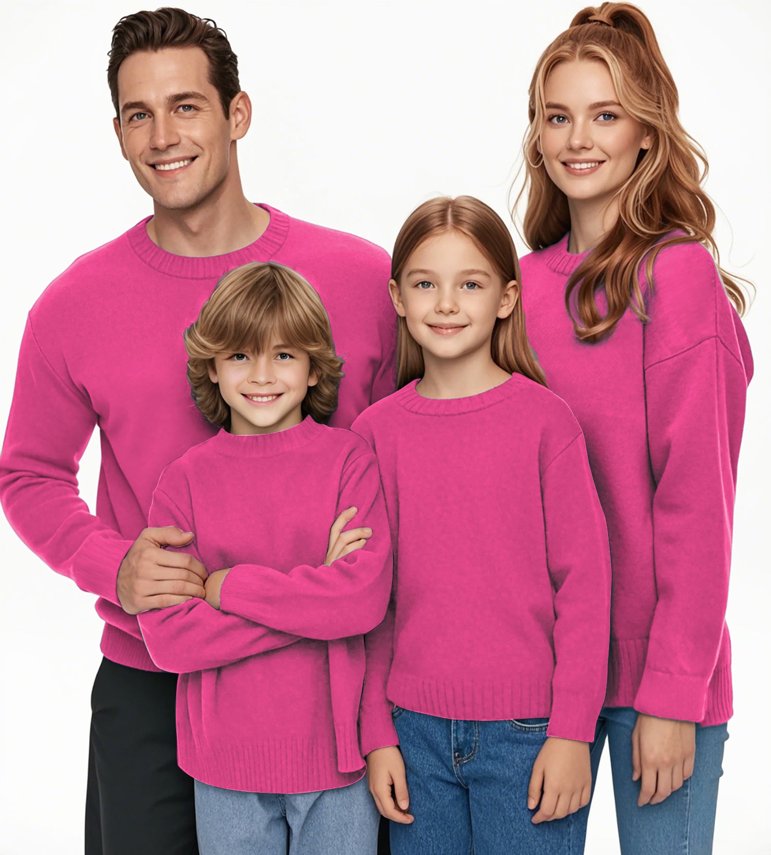 pure fuchsia Crewneck Pullover Ugly Sweater Men Women boy girl family
