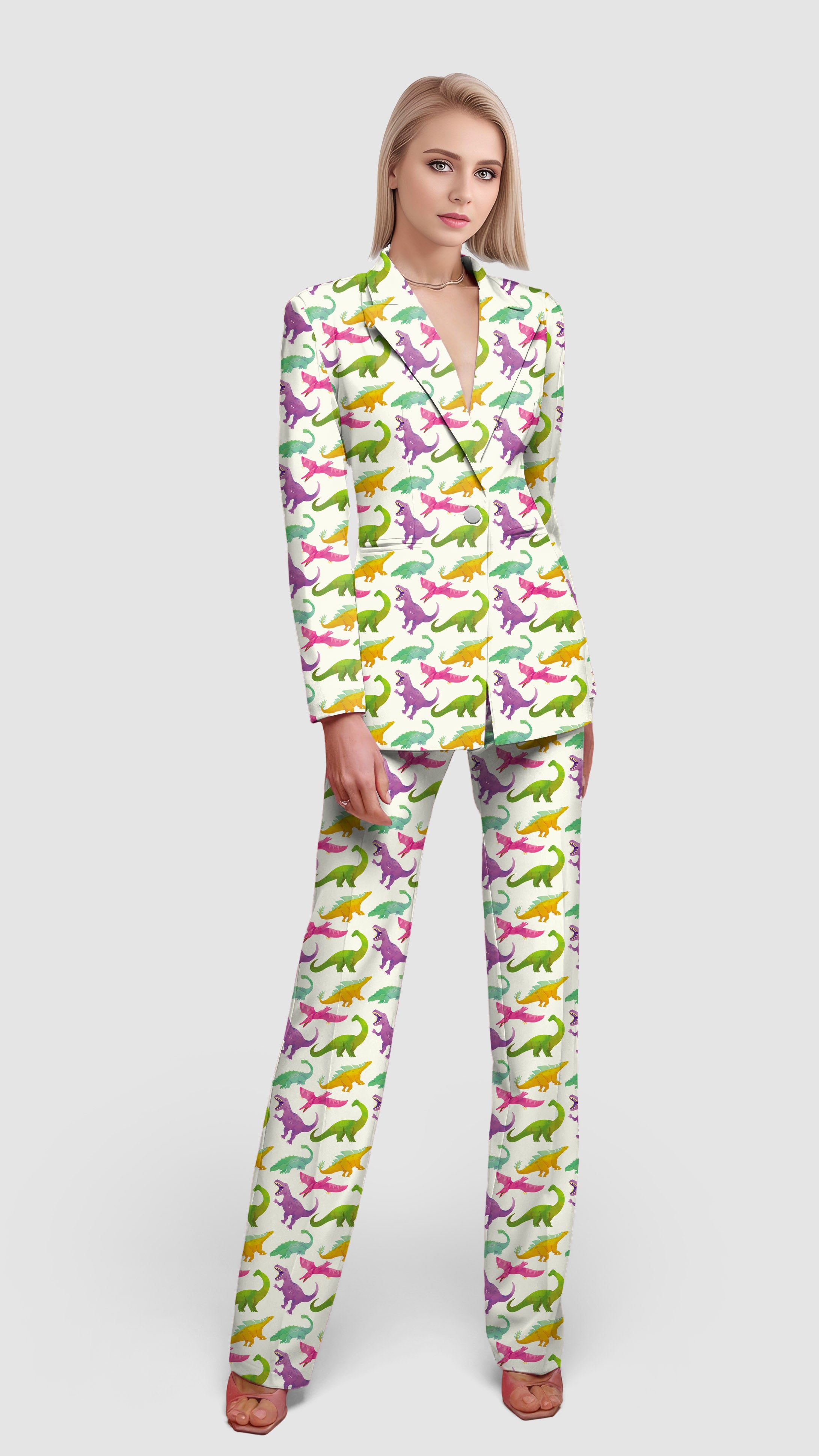 GEOMETRIC DINO-Women's Blazer Casual Work Office Blazer Suit set