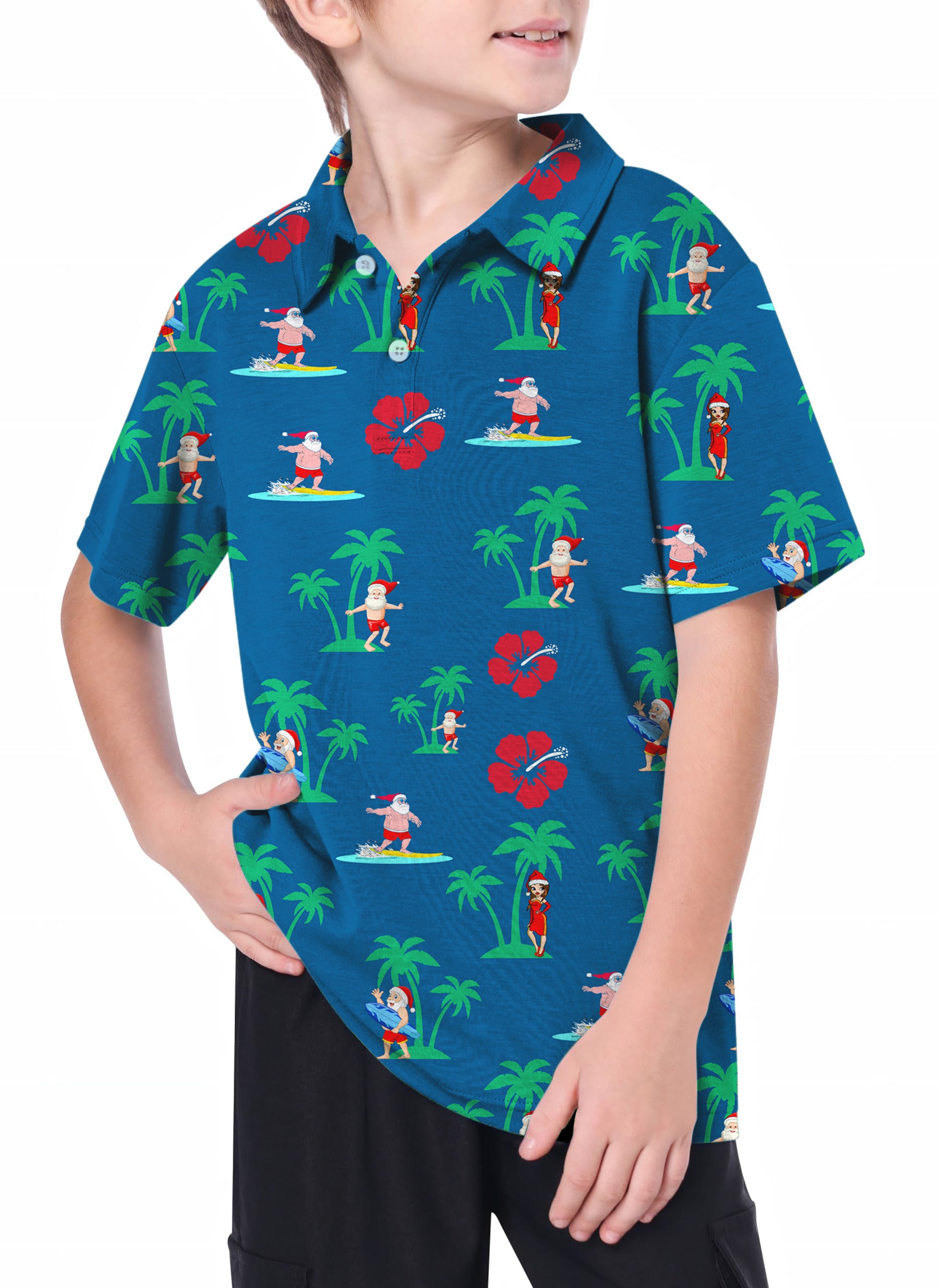 Youth Surfs Up Santa Golf Polo
