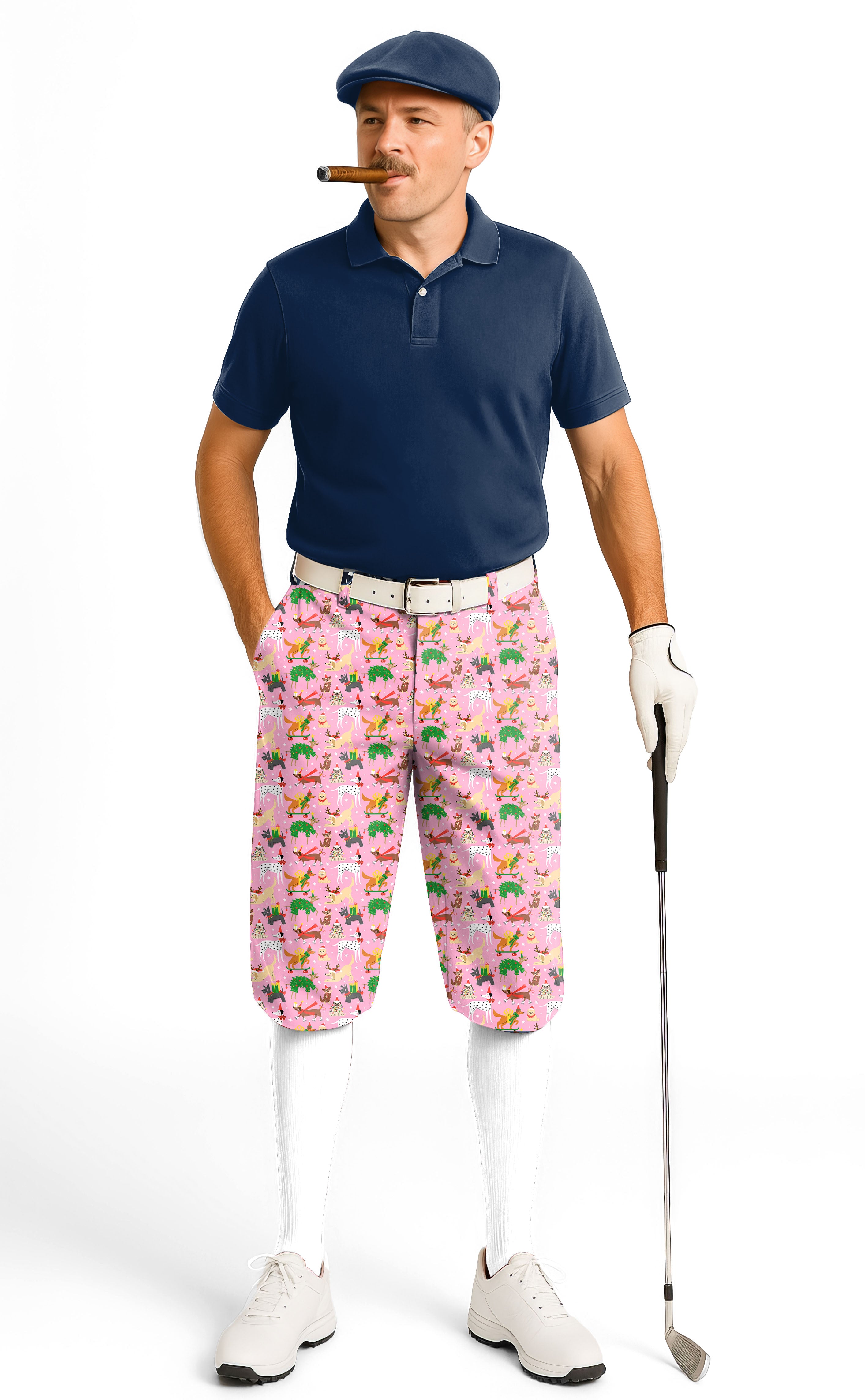 Christmas dog Men's Golf Knickers Pants