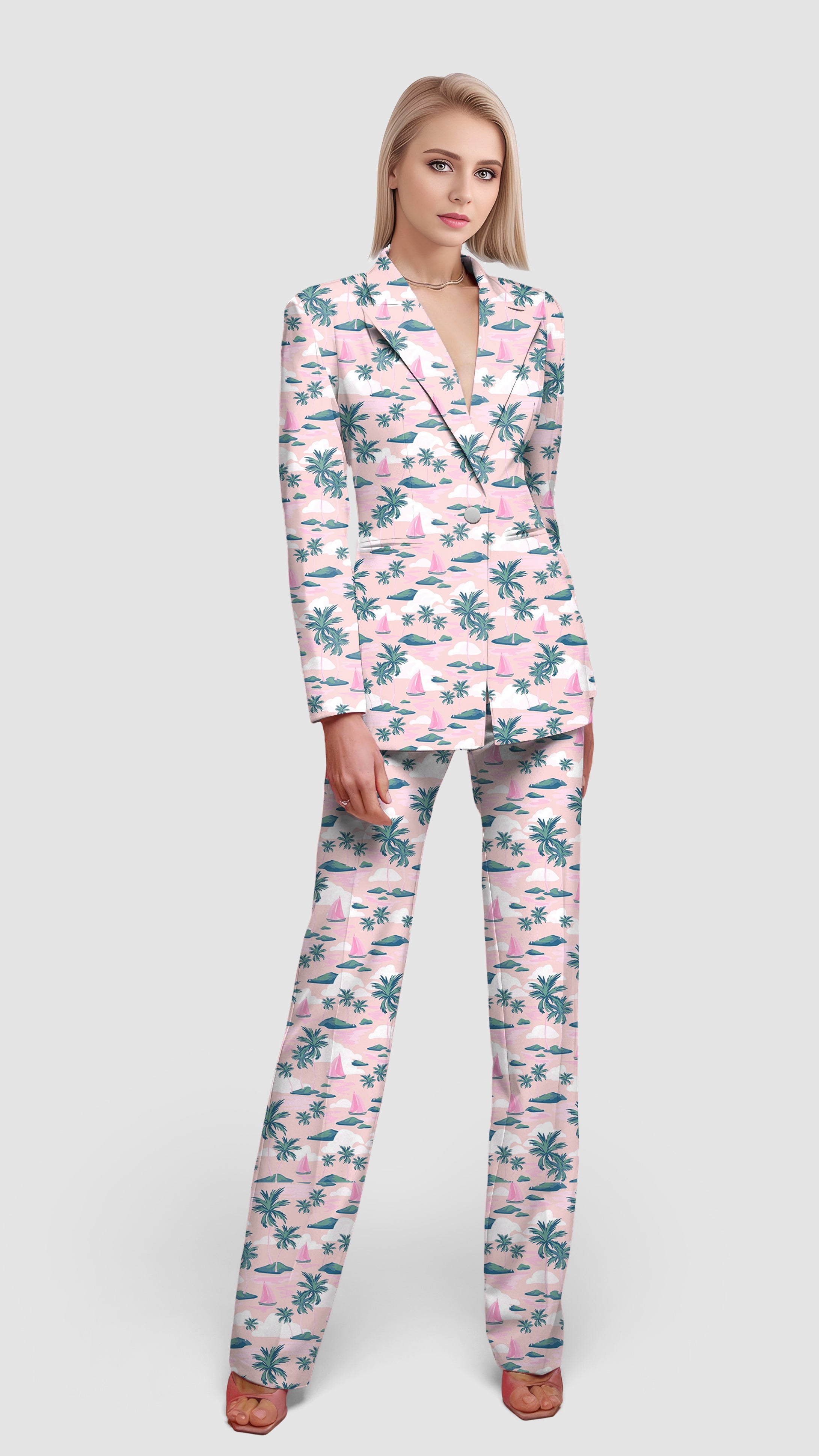 Island Time-Women's Blazer Casual Work Office Blazer Suit set