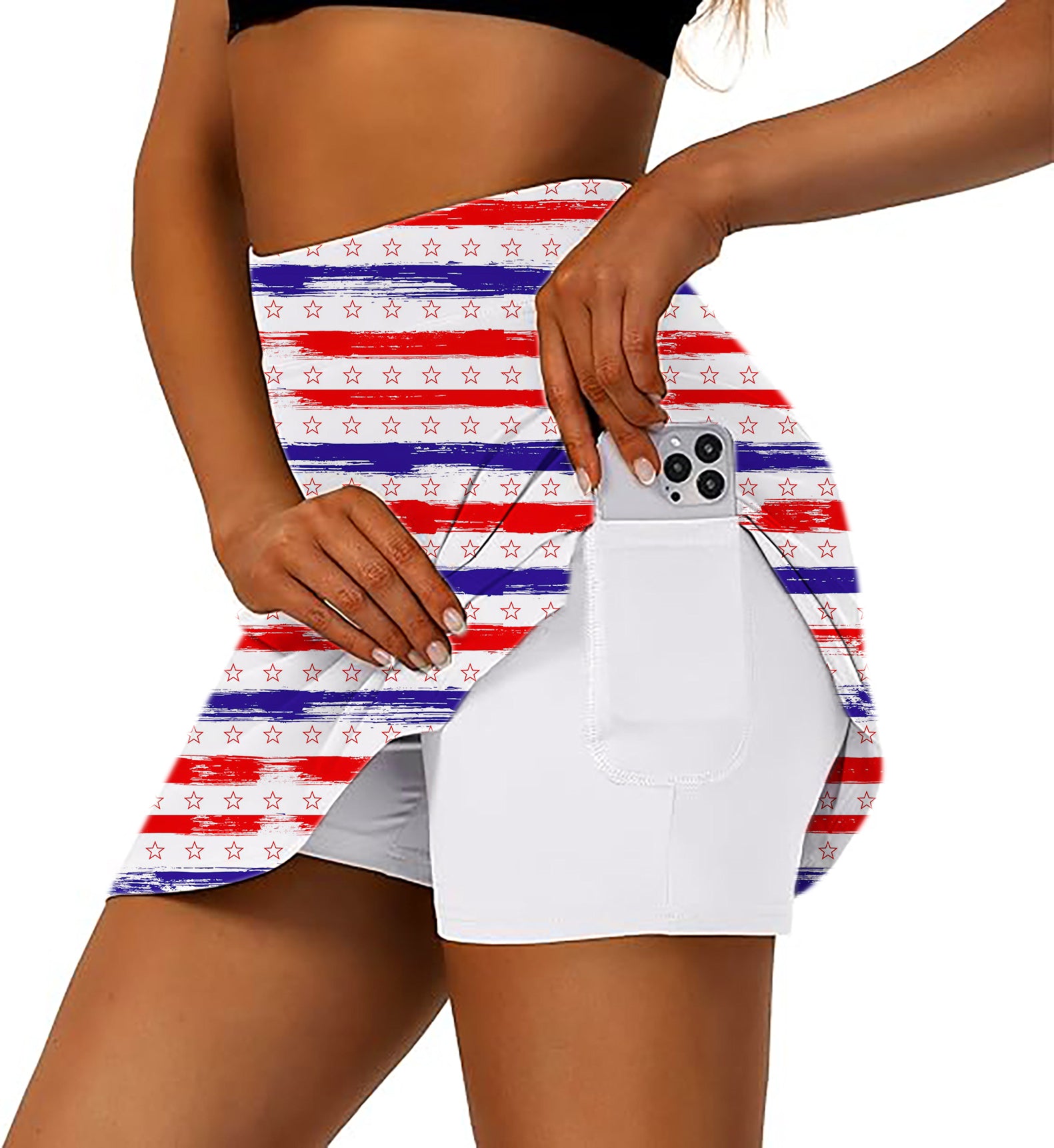 Stars & Stripes Women's Athletic Golf Skorts Flared Skirts