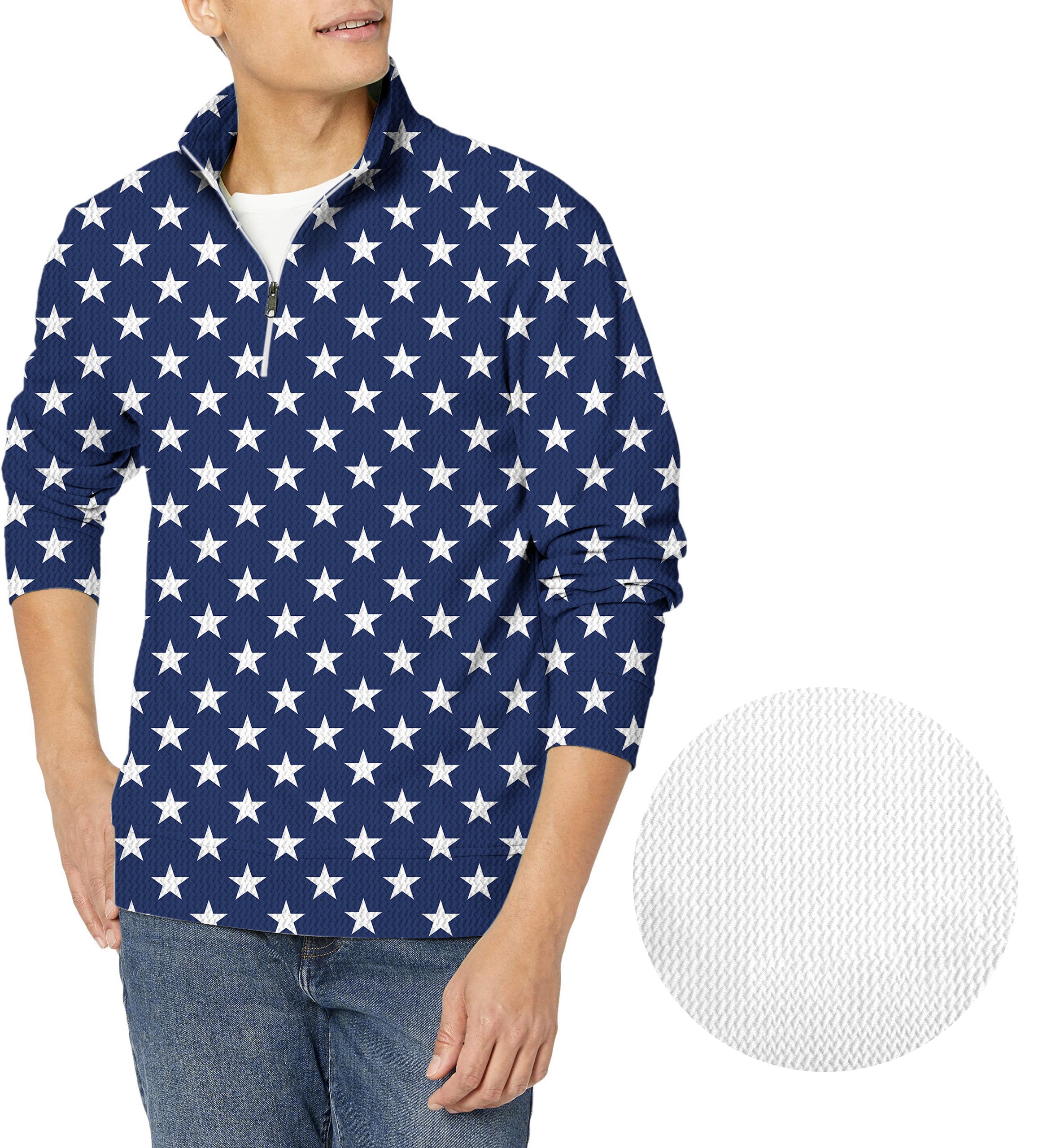 Proud Stars-Men's Golf Waffle Zipper Pullover