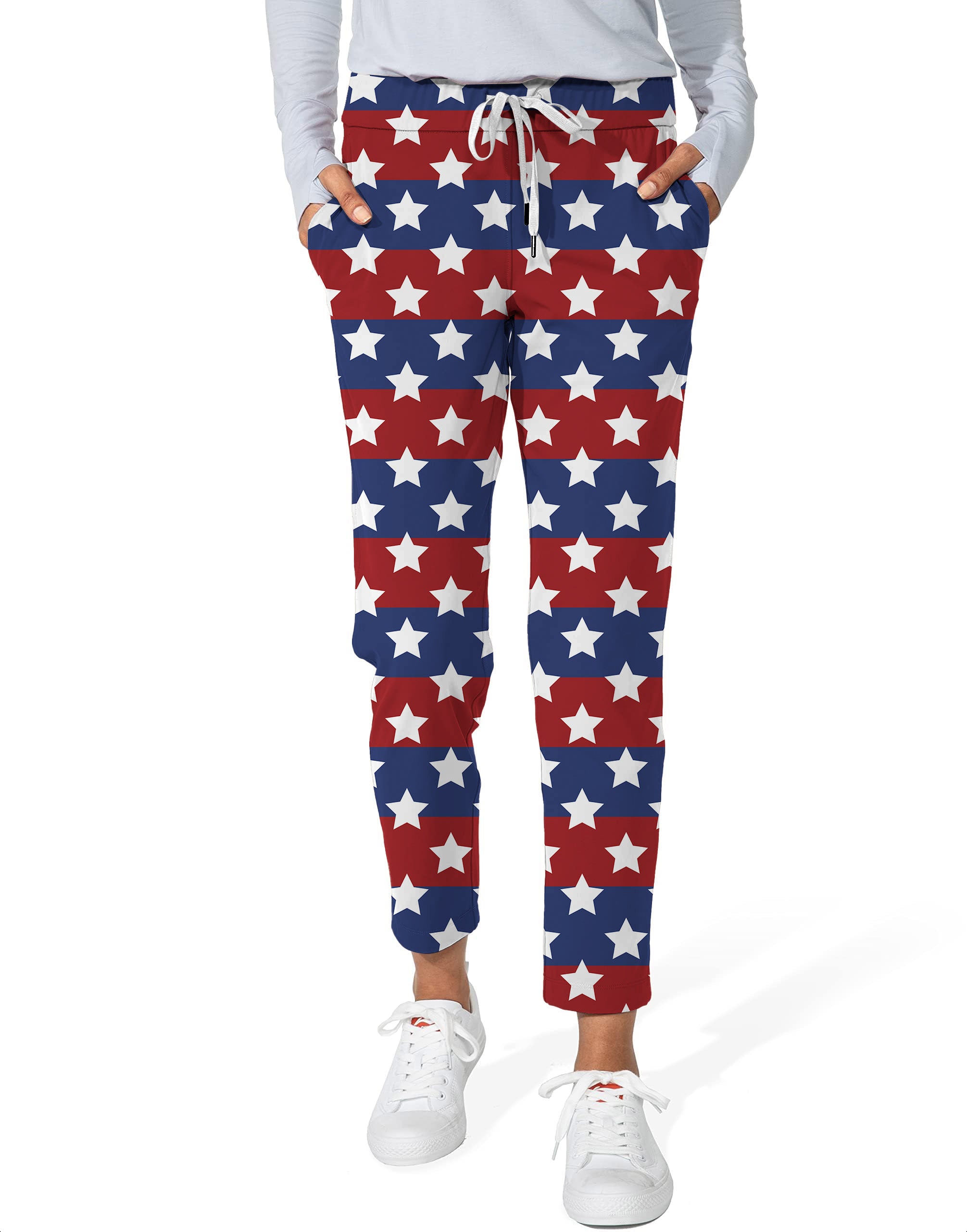 US Flag Stars-Women's 7/8 Stretch Ankle Golf Pants
