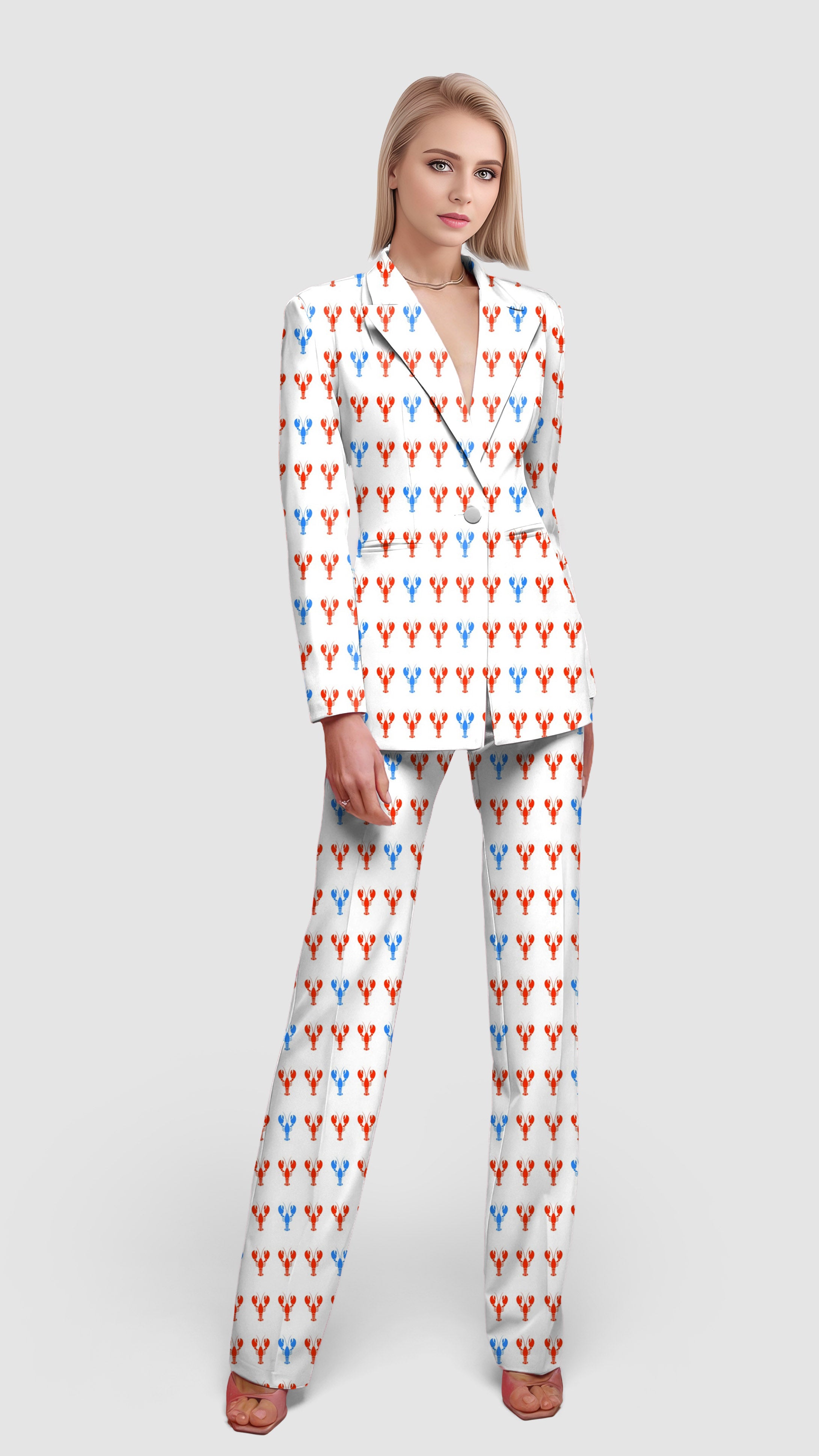 LOBSTERS-Women's Blazer Casual Work Office Blazer Suit set