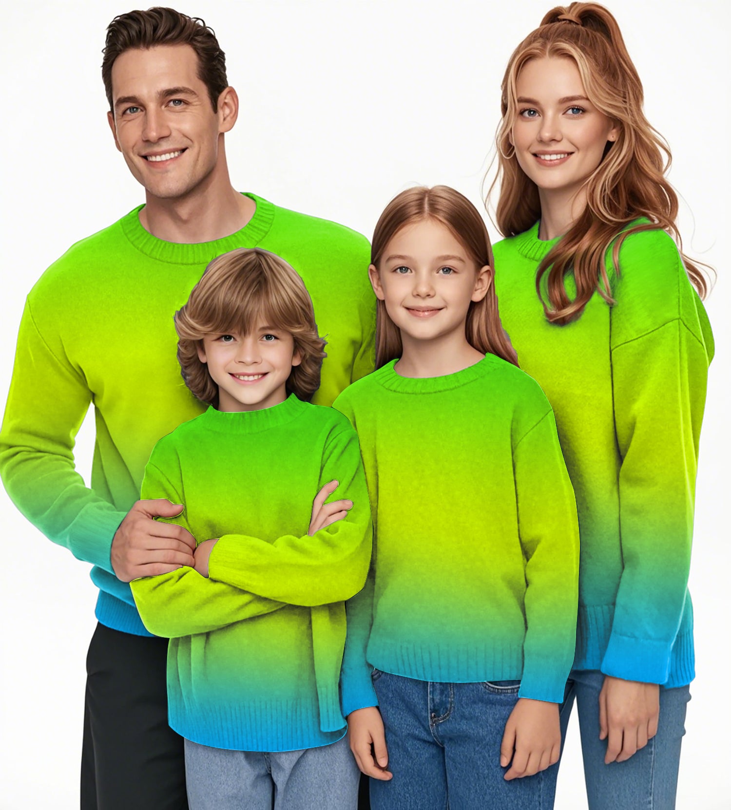 Neon Gradients Crewneck Pullover Ugly Sweater Men Women boy girl family