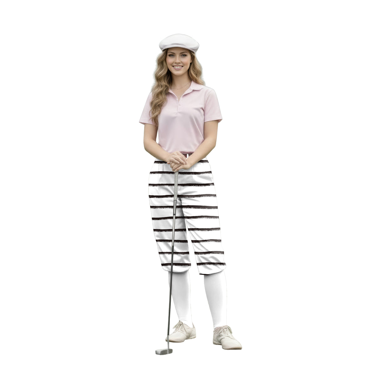 Personalize And Add To Cart Men's Black and white crayon-style stripes Polo Womens Golf Knickers Pants