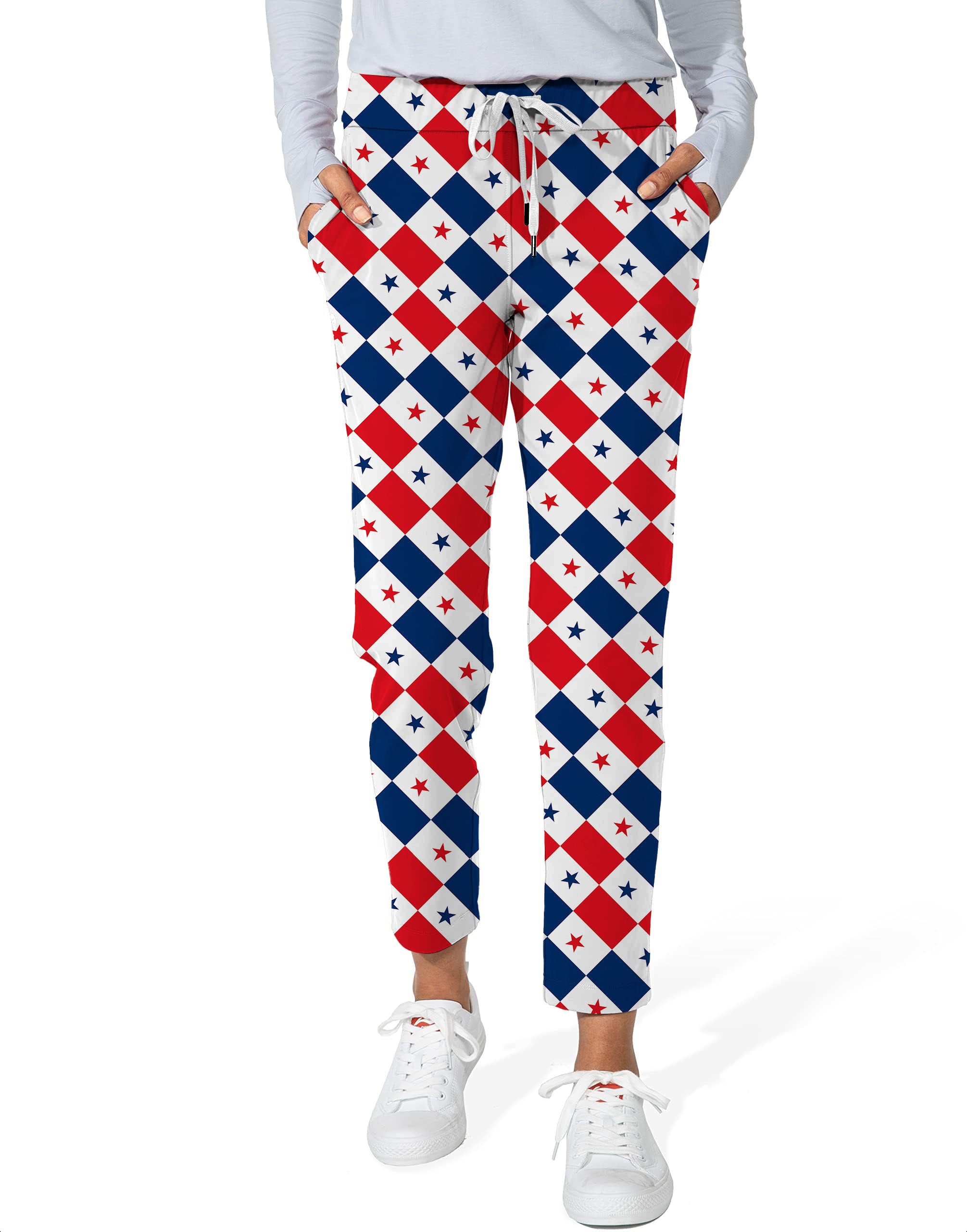Argyle US Star flag-Women's 7/8 Stretch Ankle Golf Pants