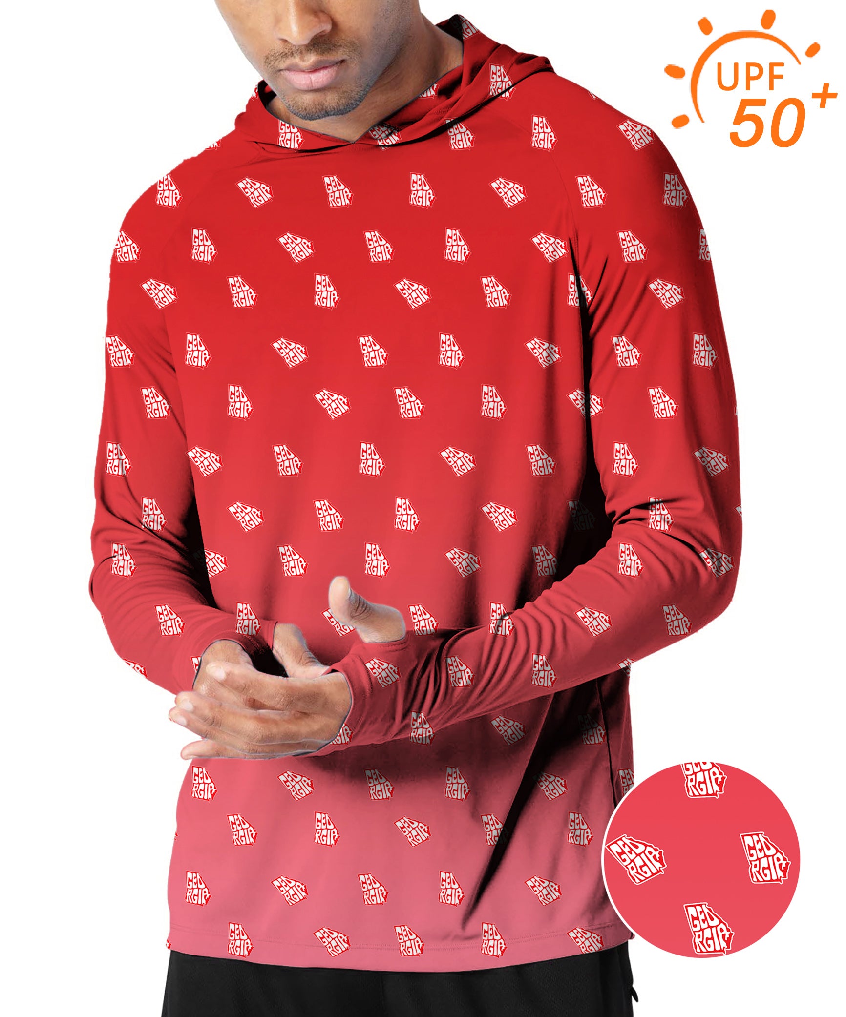 Men's Outdoor Red Georgia Golf Sun Protection Loose Fit hoodies