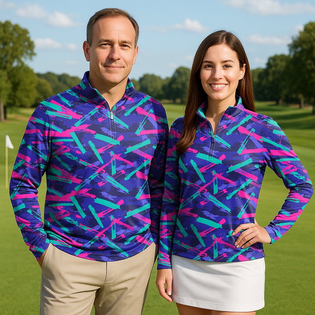 8 Track Couple Golf Active 3/4 Zipper Top Long Sleeves