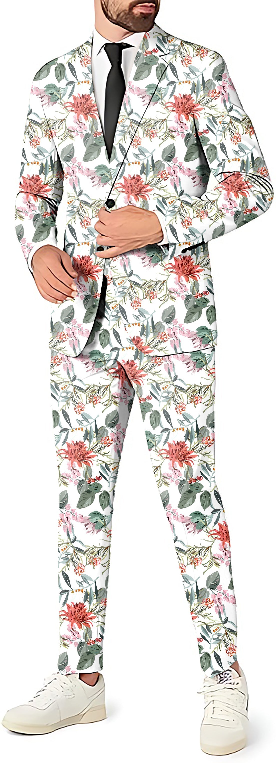 DAISY FLOWER Men's floral print blazer, pants, and vest party suit set