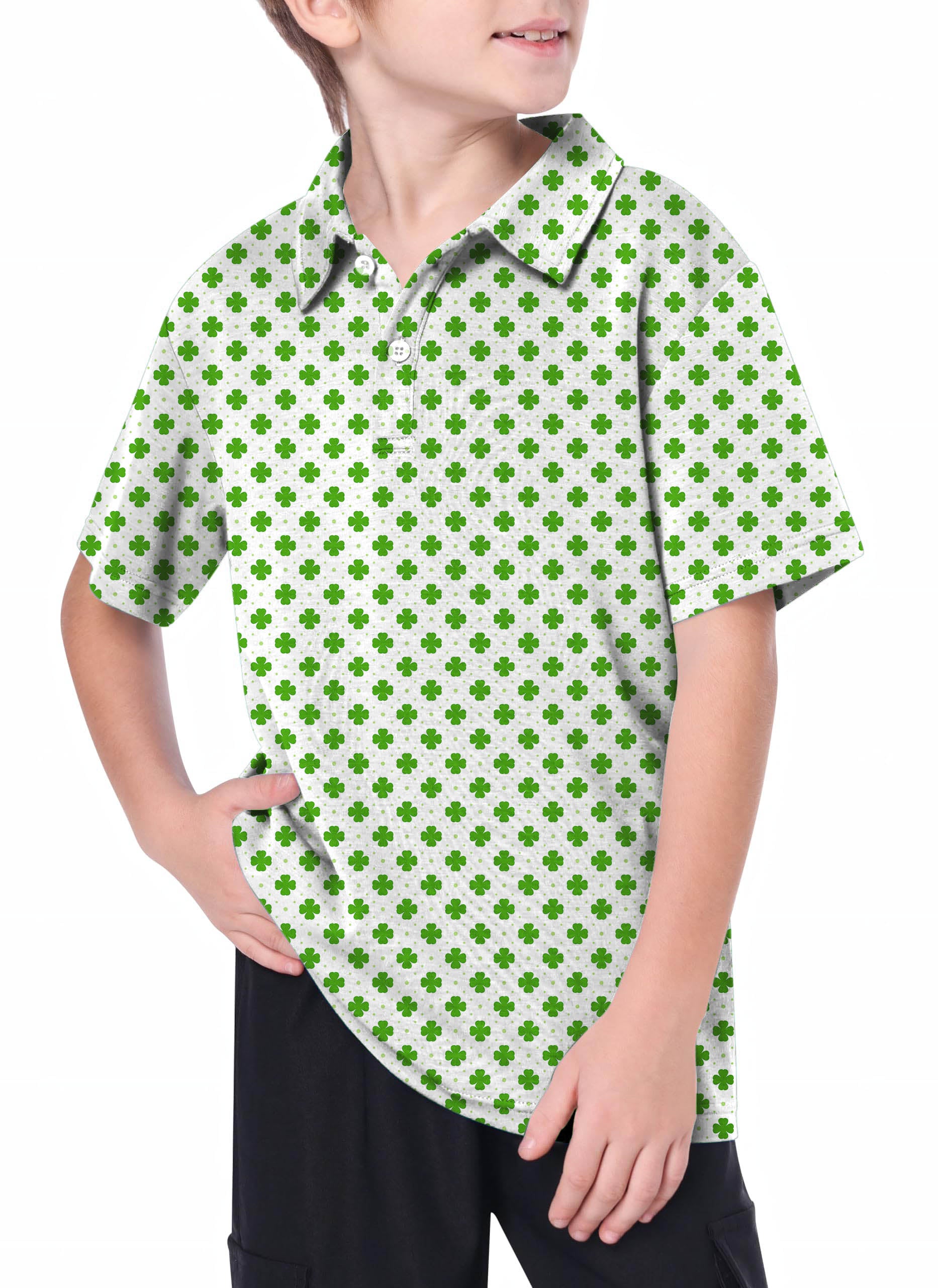 Youth Leaf clover St. Patrick's Day Golf Polo