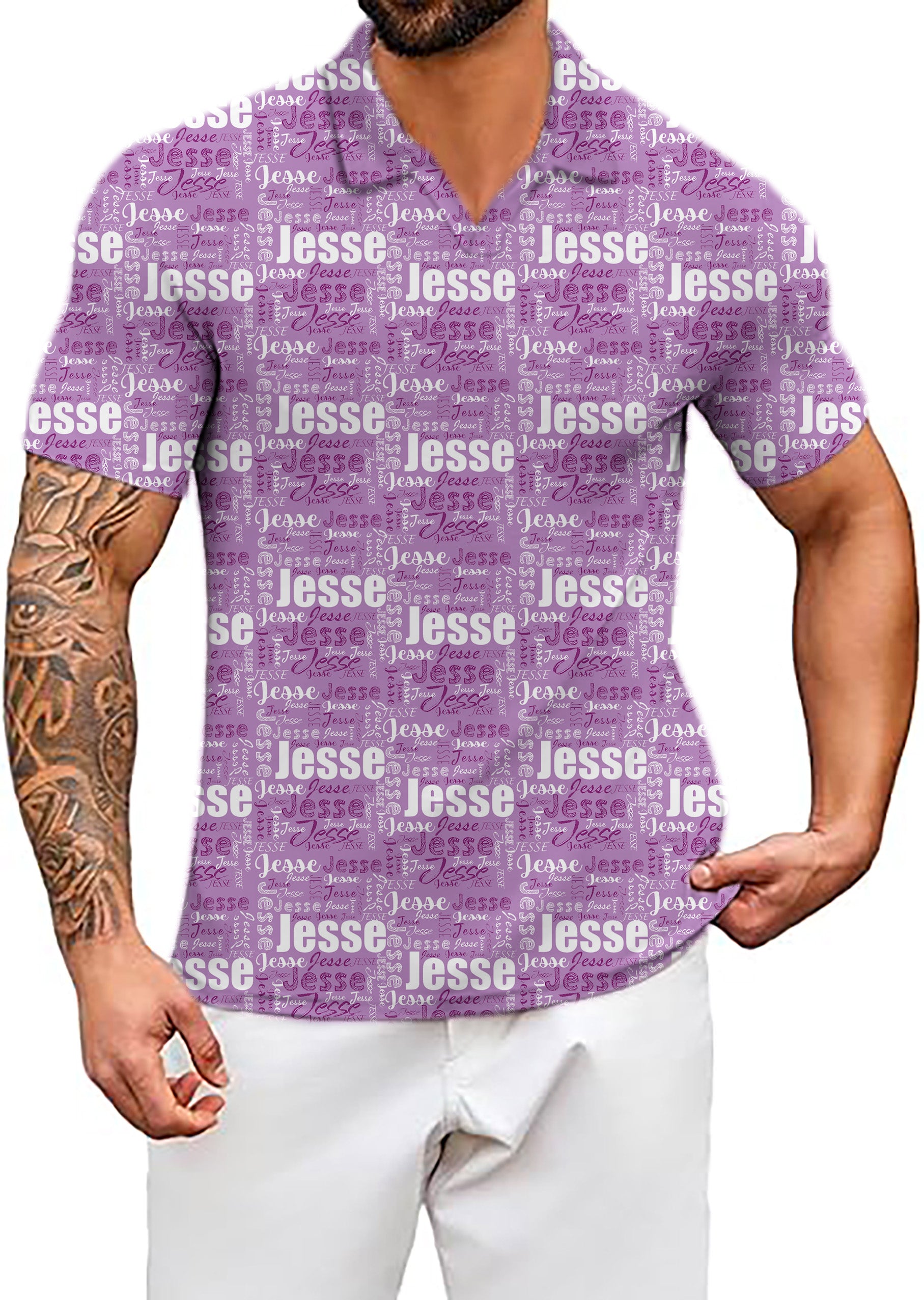 Men's Custom name amethyst V Neck Golf Polo Shirts