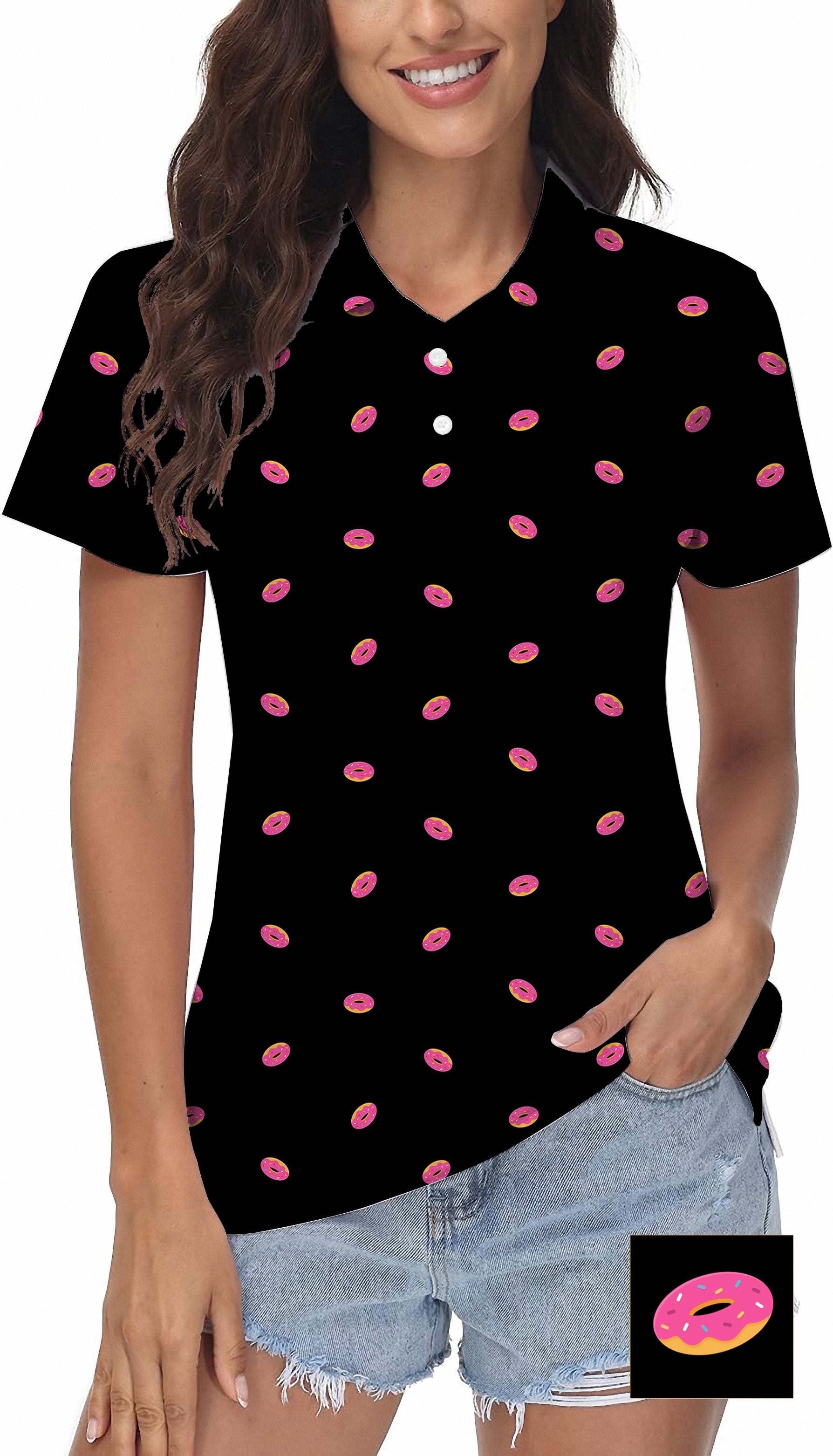 Donut Custom The Background Color Custom The Background Color Women's Golf Polo