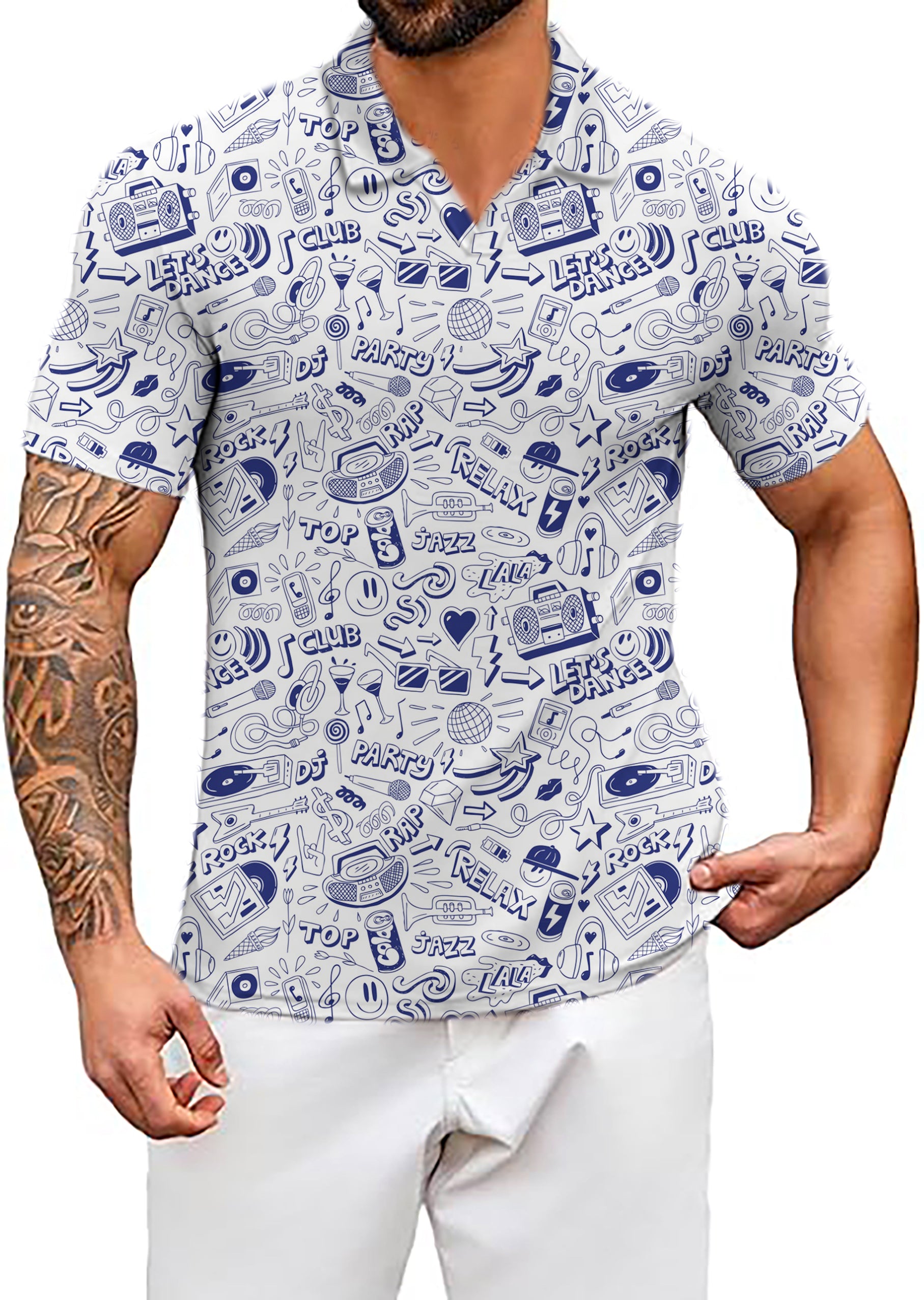 Men's Fore Play V Neck Golf Polo Shirts