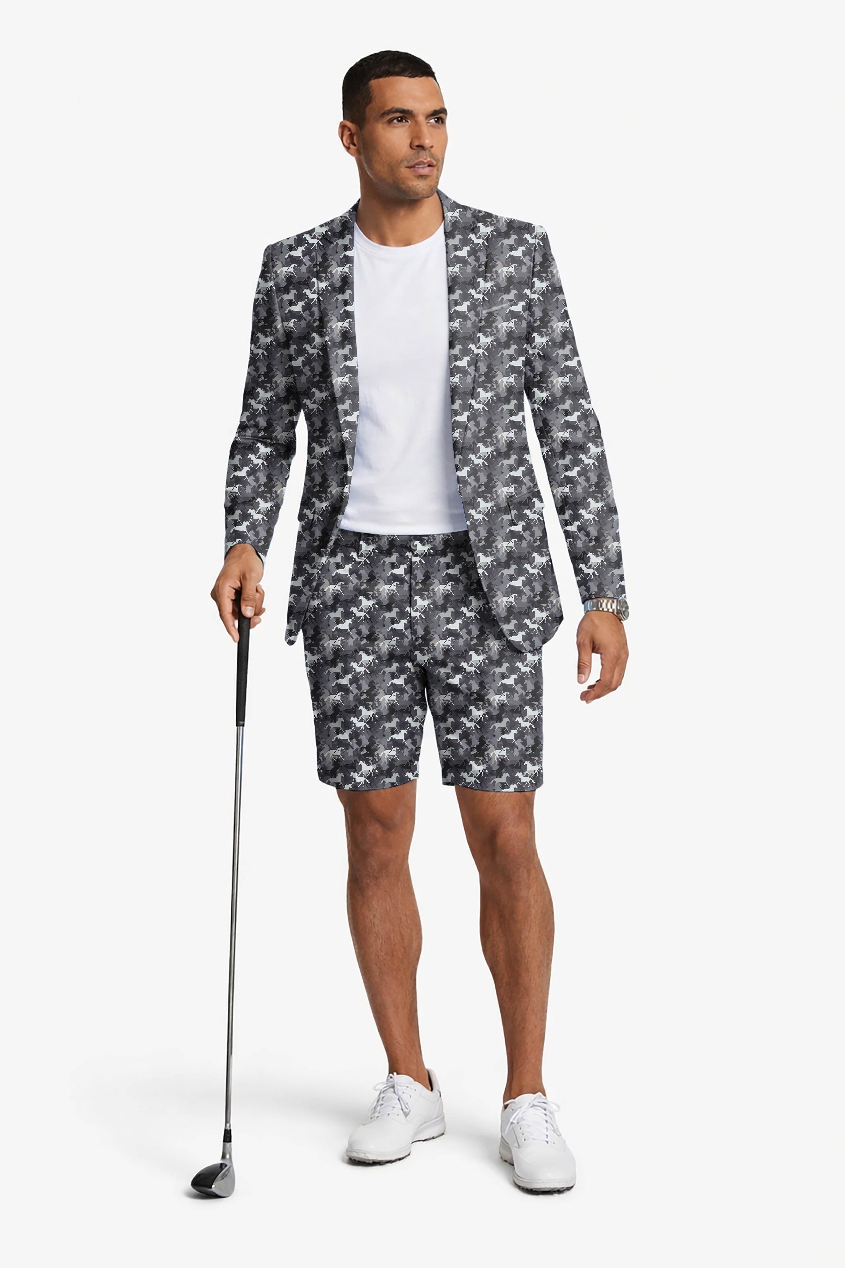 horses Men's Party Costumes-Theme Party 2pcs Suit set-Blazer Shorts