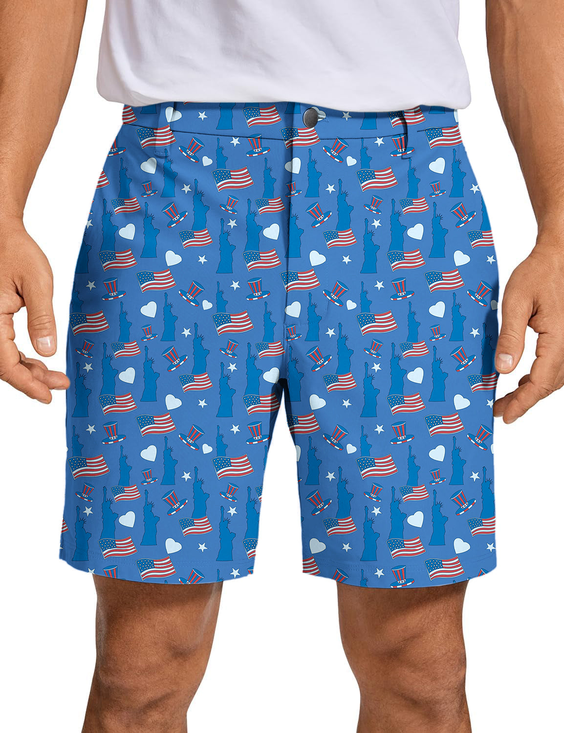 Men silhouette statue of liberty Golf Shorts