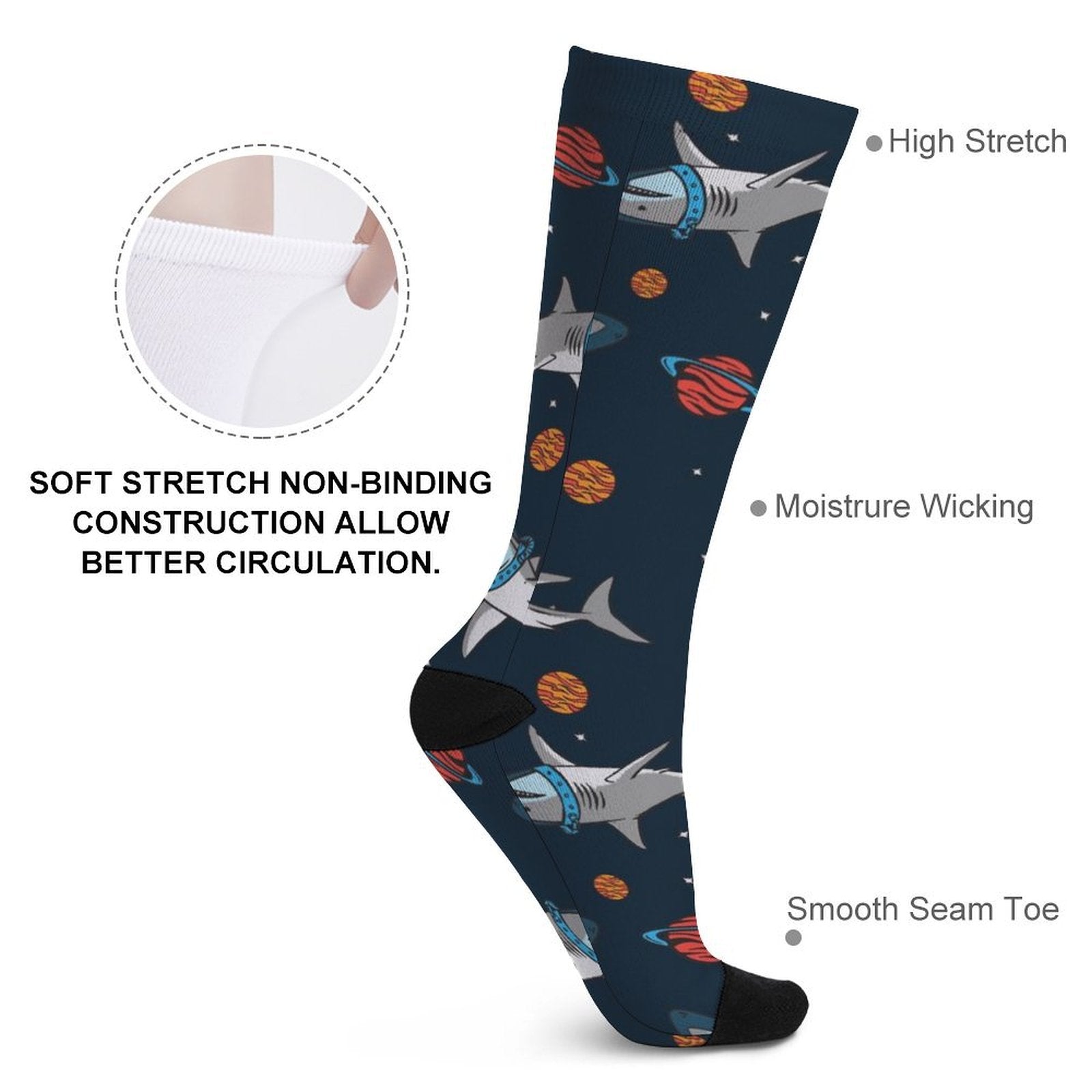 Sharks in Space Prined socks Gifts for Men Women