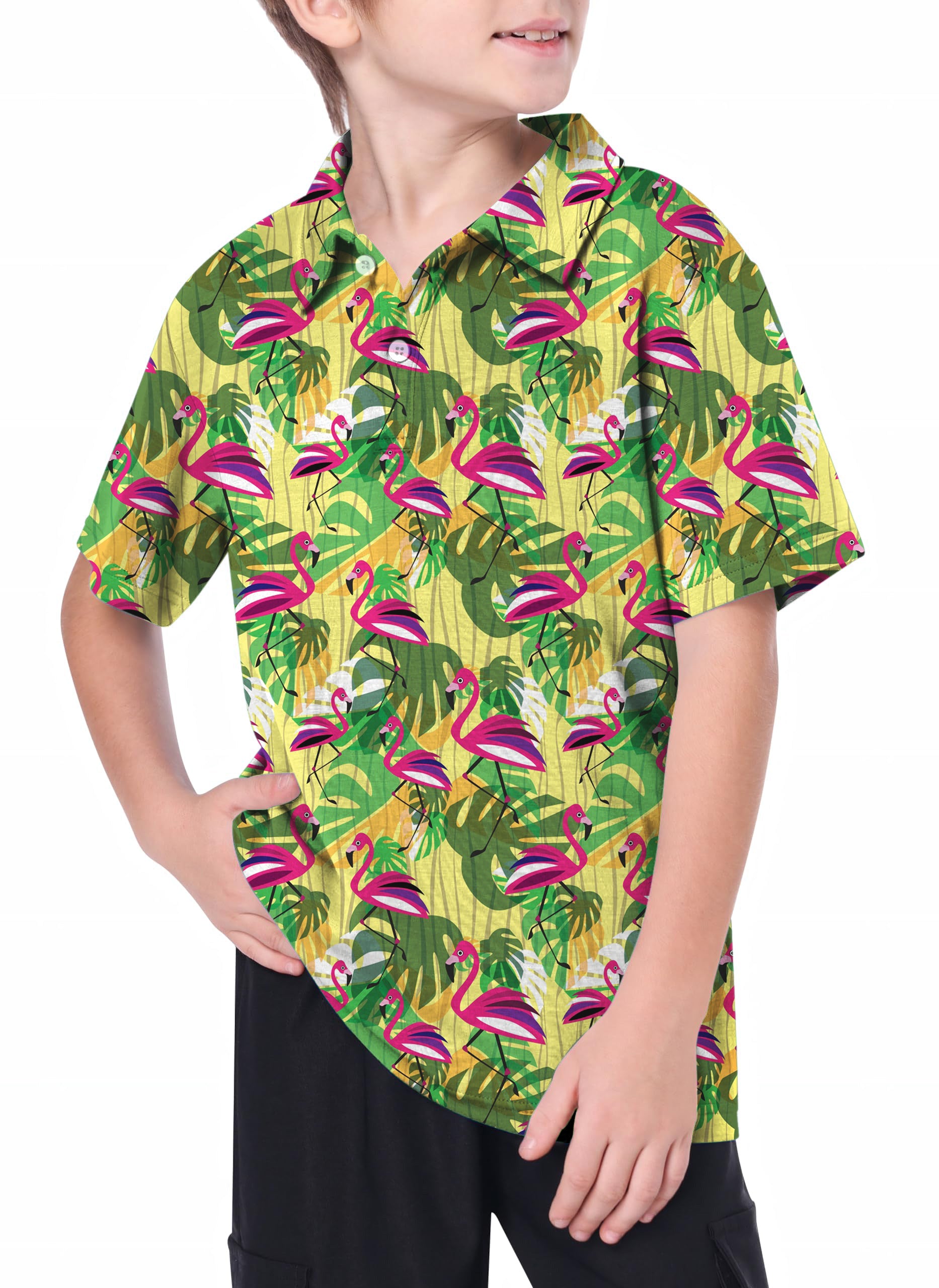 Youth pink Flamingo Golf Polo