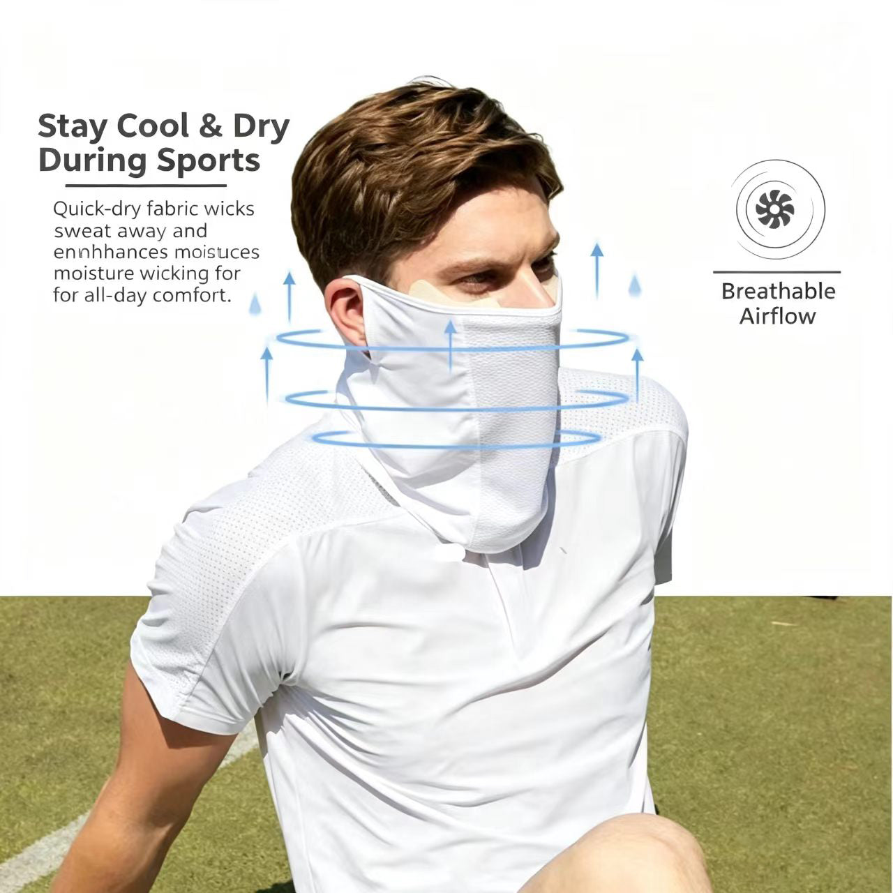 Cooling Nylon Yarn Sun Face Cover Mesh Breathable Anti-UV Neck Scarf for Golf Cycling Hiking Daily Outdoor Shading UV Outdoor Protection Series