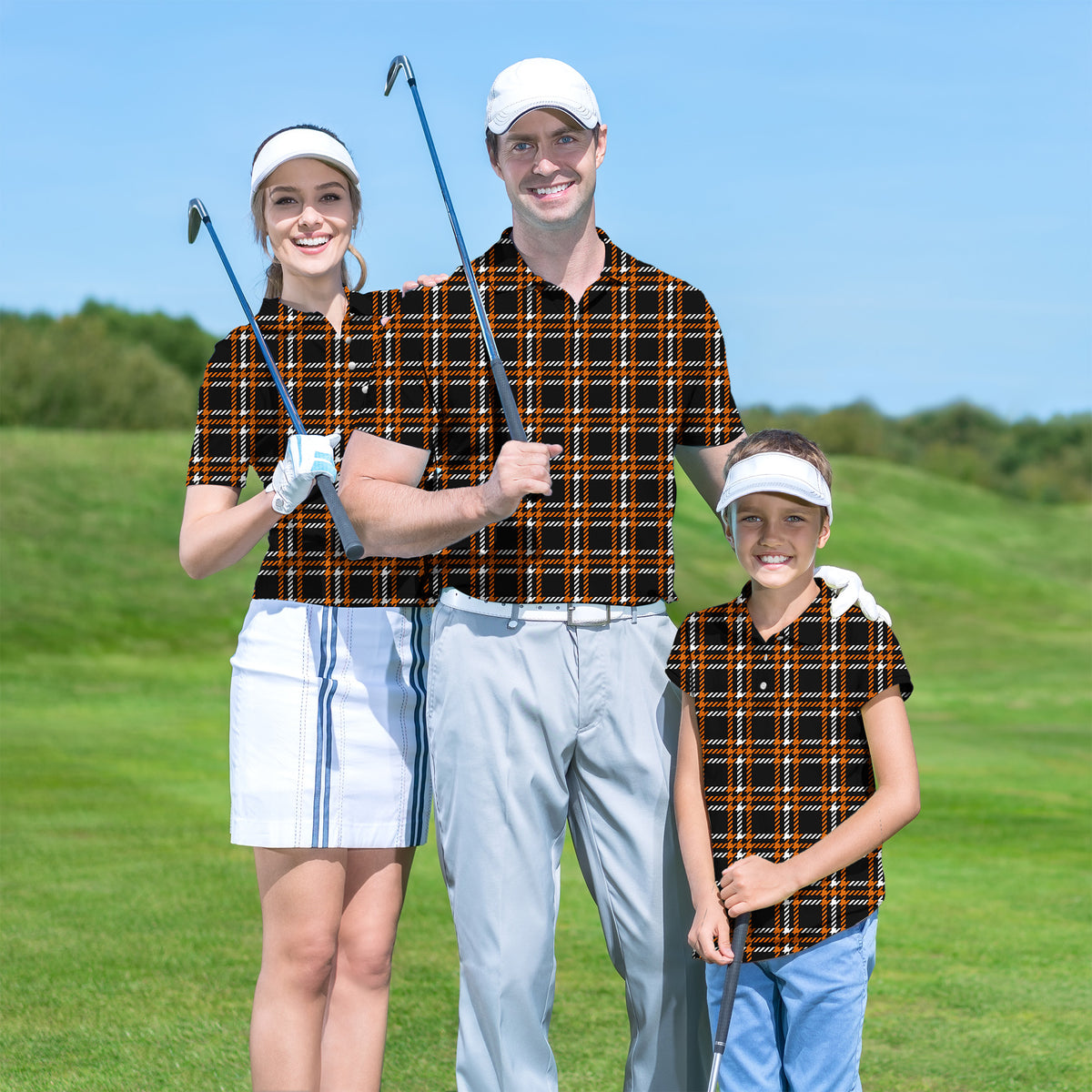 Family Halloween black yellow white grid set Golf Championship Trophy tournament