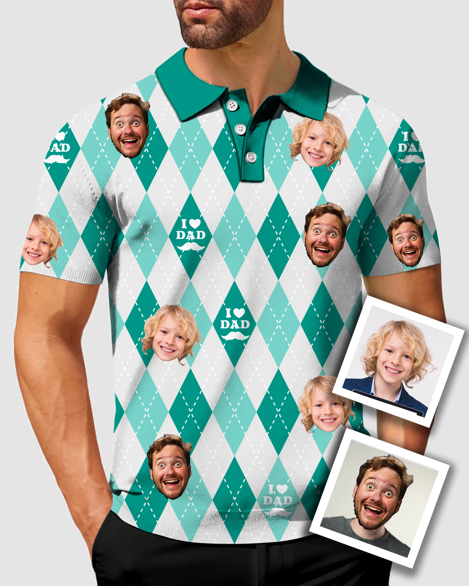 Men's To My Dad Custom Face Men's Golf Polo Father's Day Gift Polo