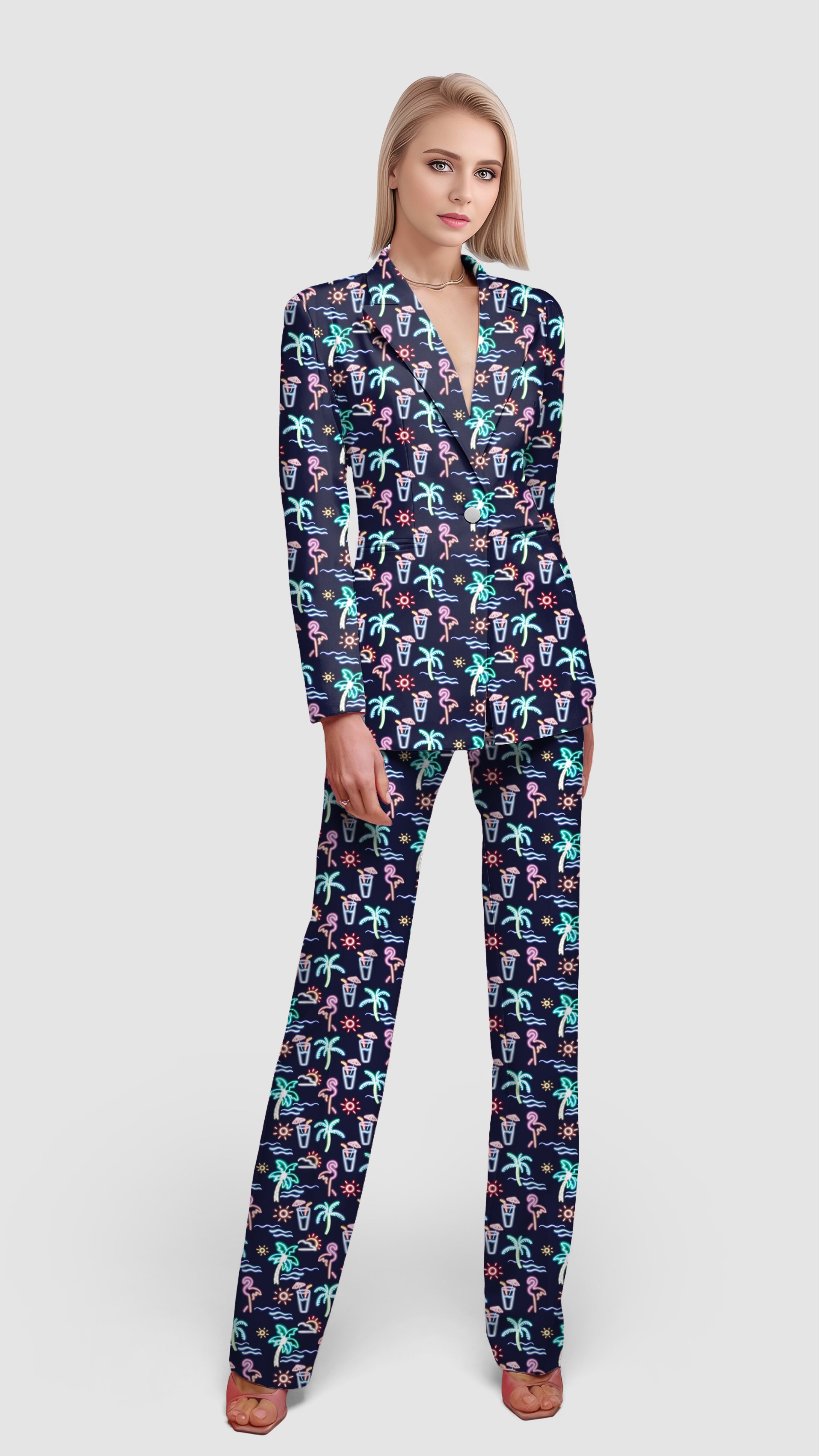 Neon Summer-Women's Blazer Casual Work Office Blazer Suit set
