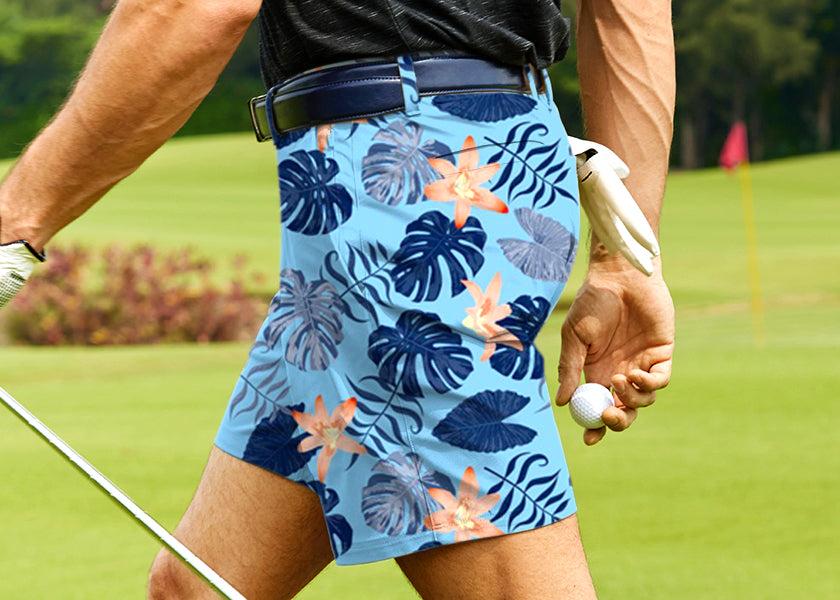 Men Floral Fairway Blues Golf Shorts
