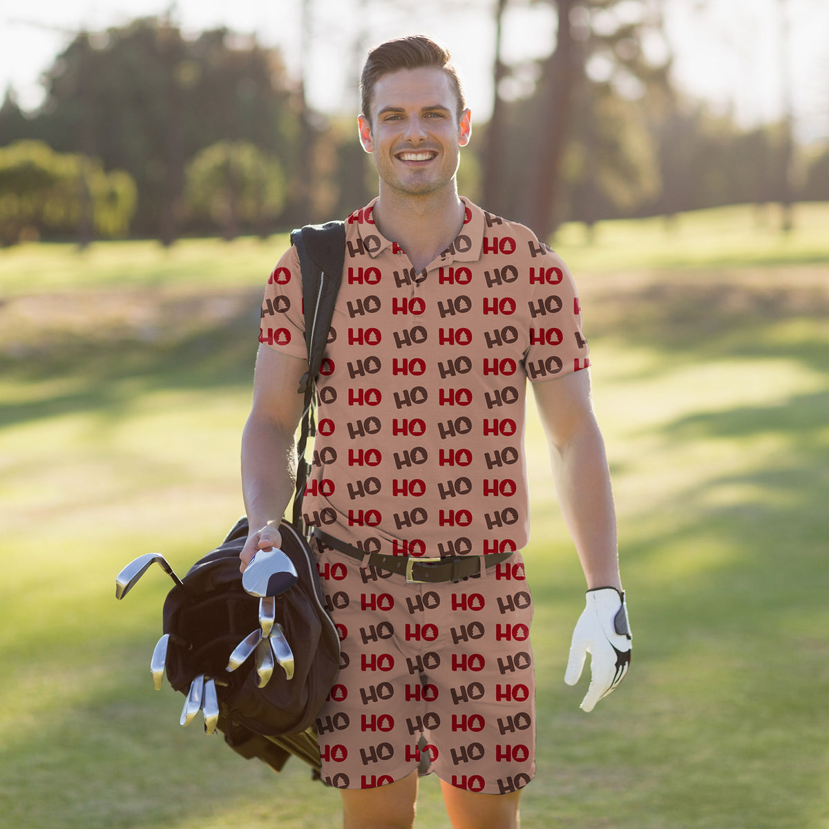 Men's Golf Set Polo+Shorts Christmas Tree HO