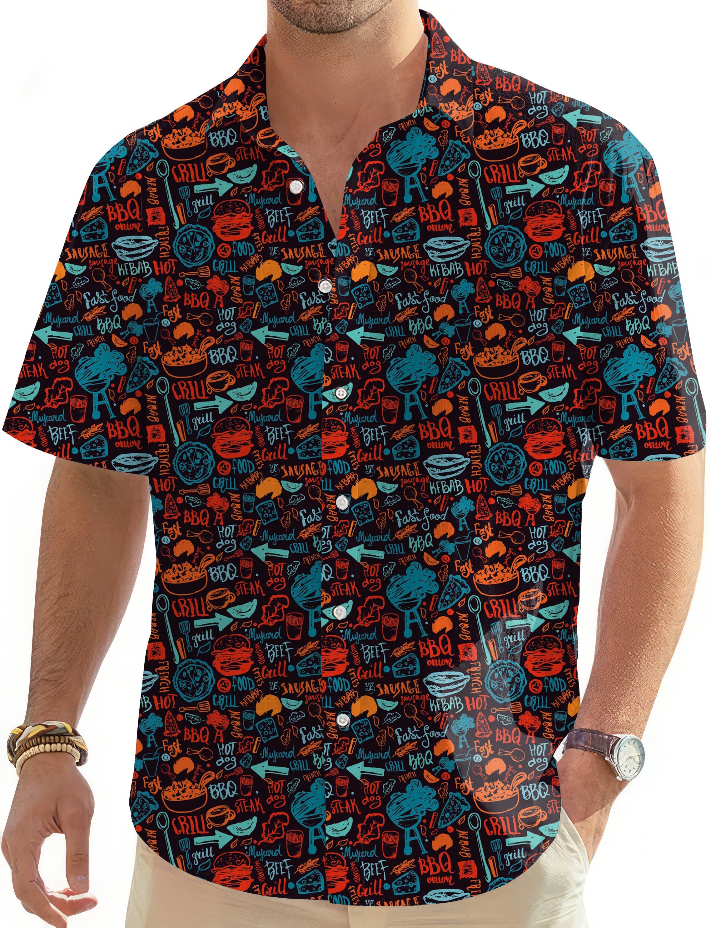 Sunday BBQ-Men's Golf Hawaiian Shirts Button Down Shirt