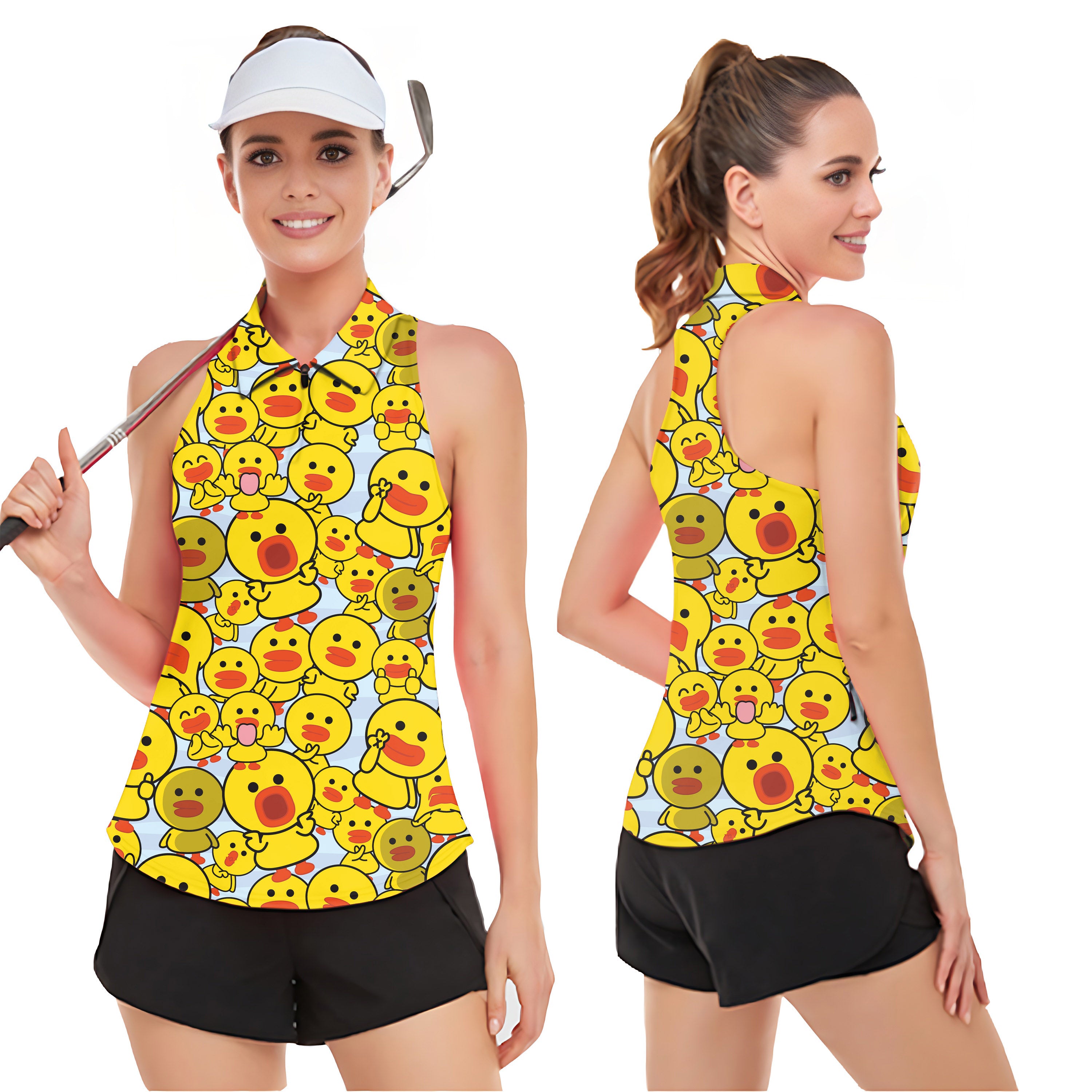 Yellow duck Women’s Sleeveless Golf Tank Top Shirt Polo