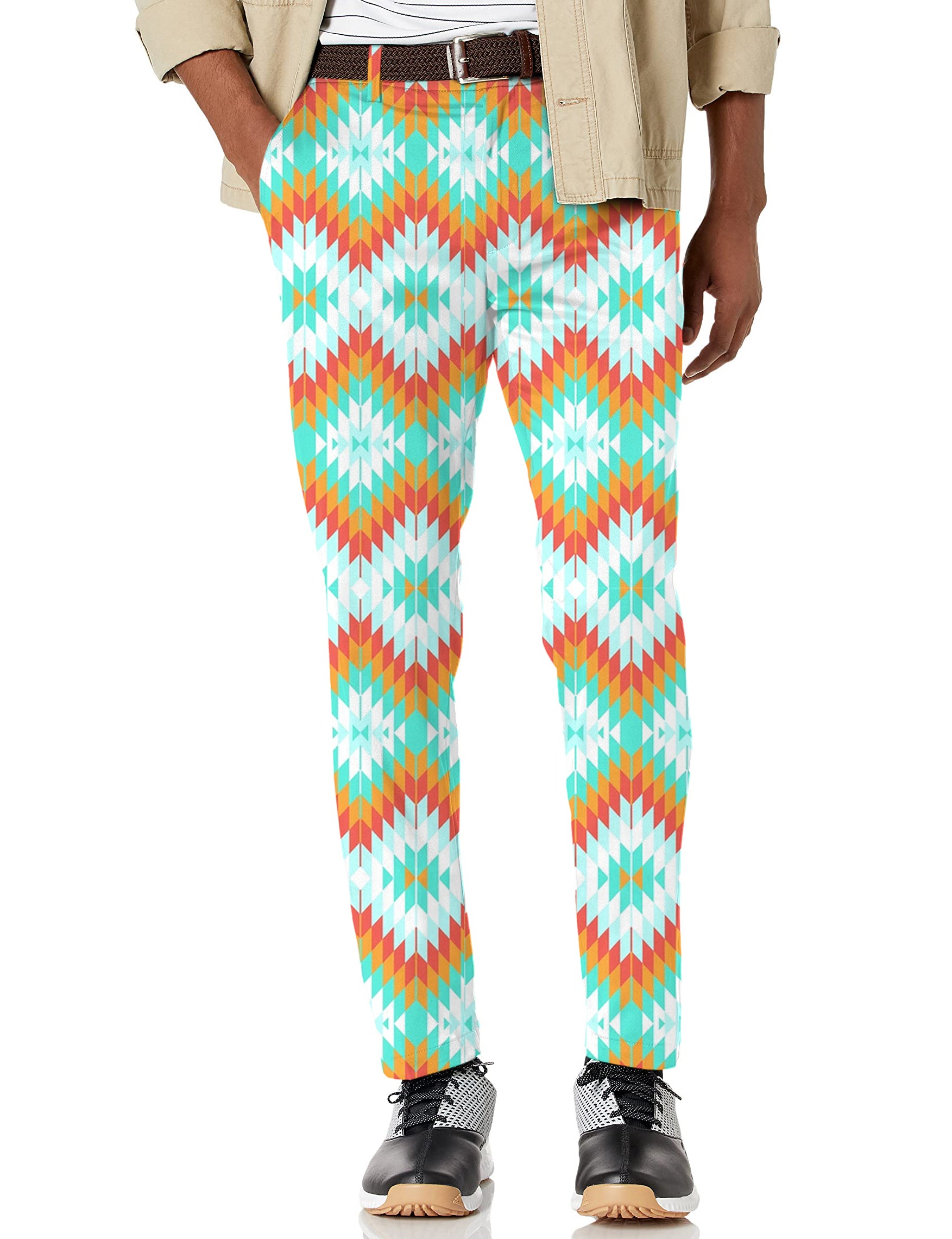 Men's Aztec Summer Contrast Stitching Stretch Golf Pants