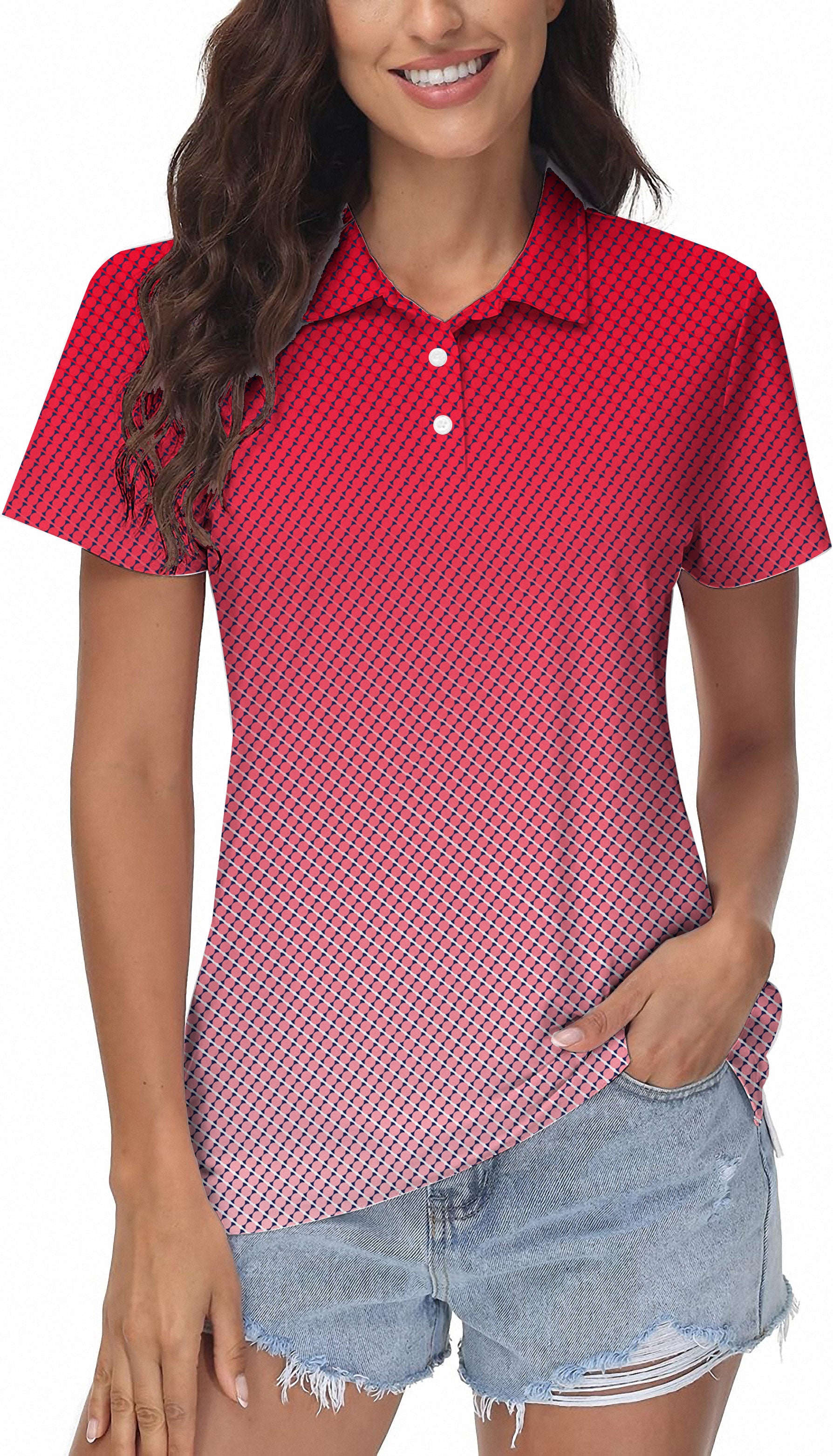 Red Gradient Women's Golf Polo