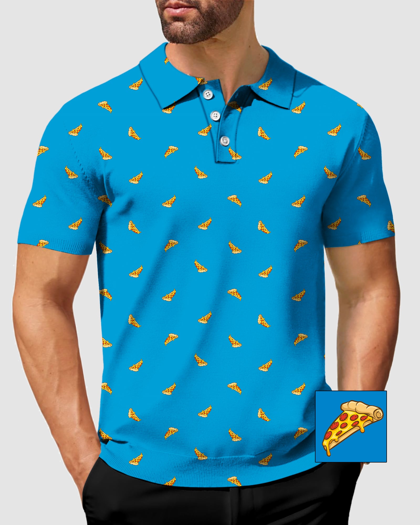 Men's Delicious White Pizz Custom The Background Color Polo