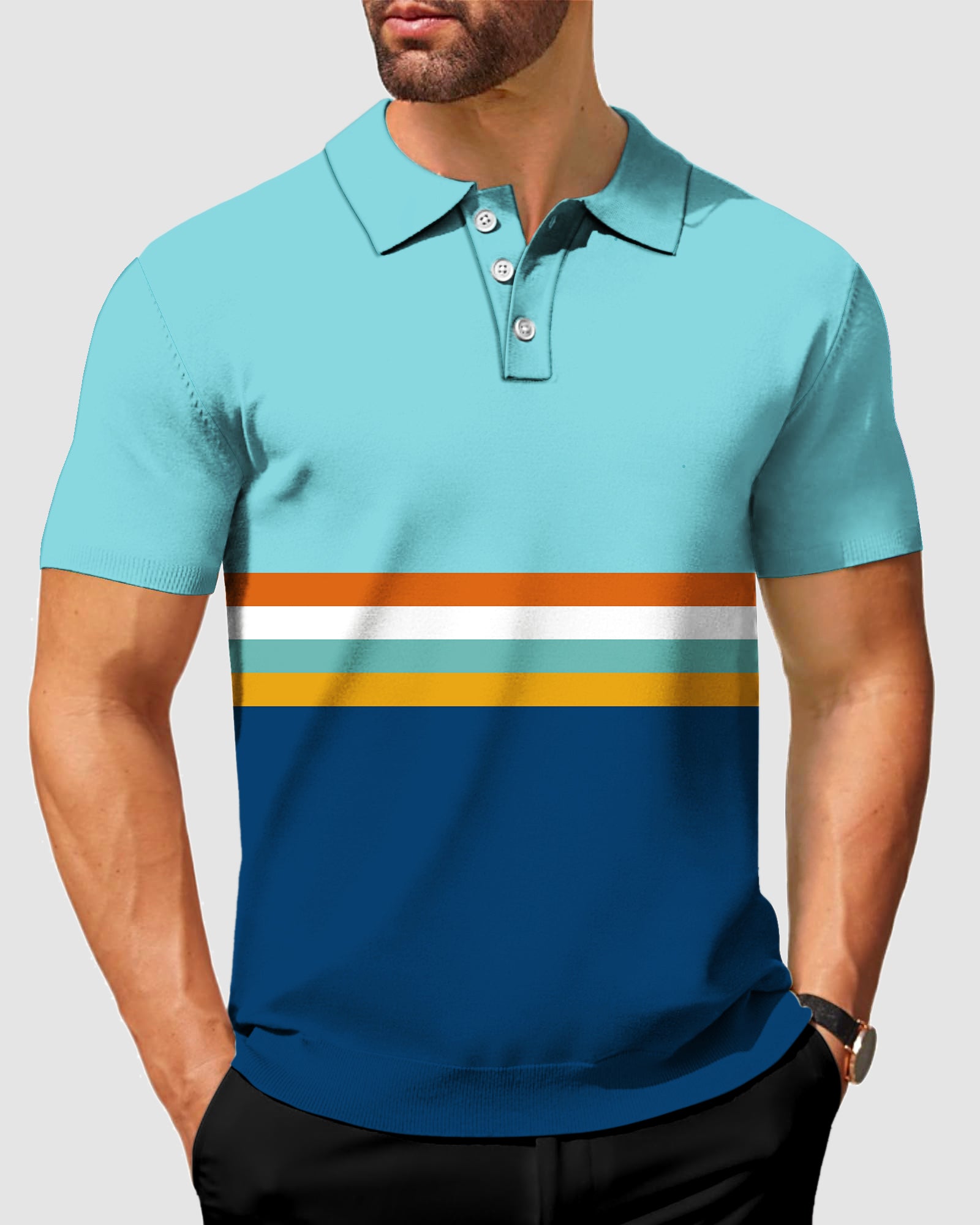 Men's Thick Horizontal Stripes-Stripe Series Polo