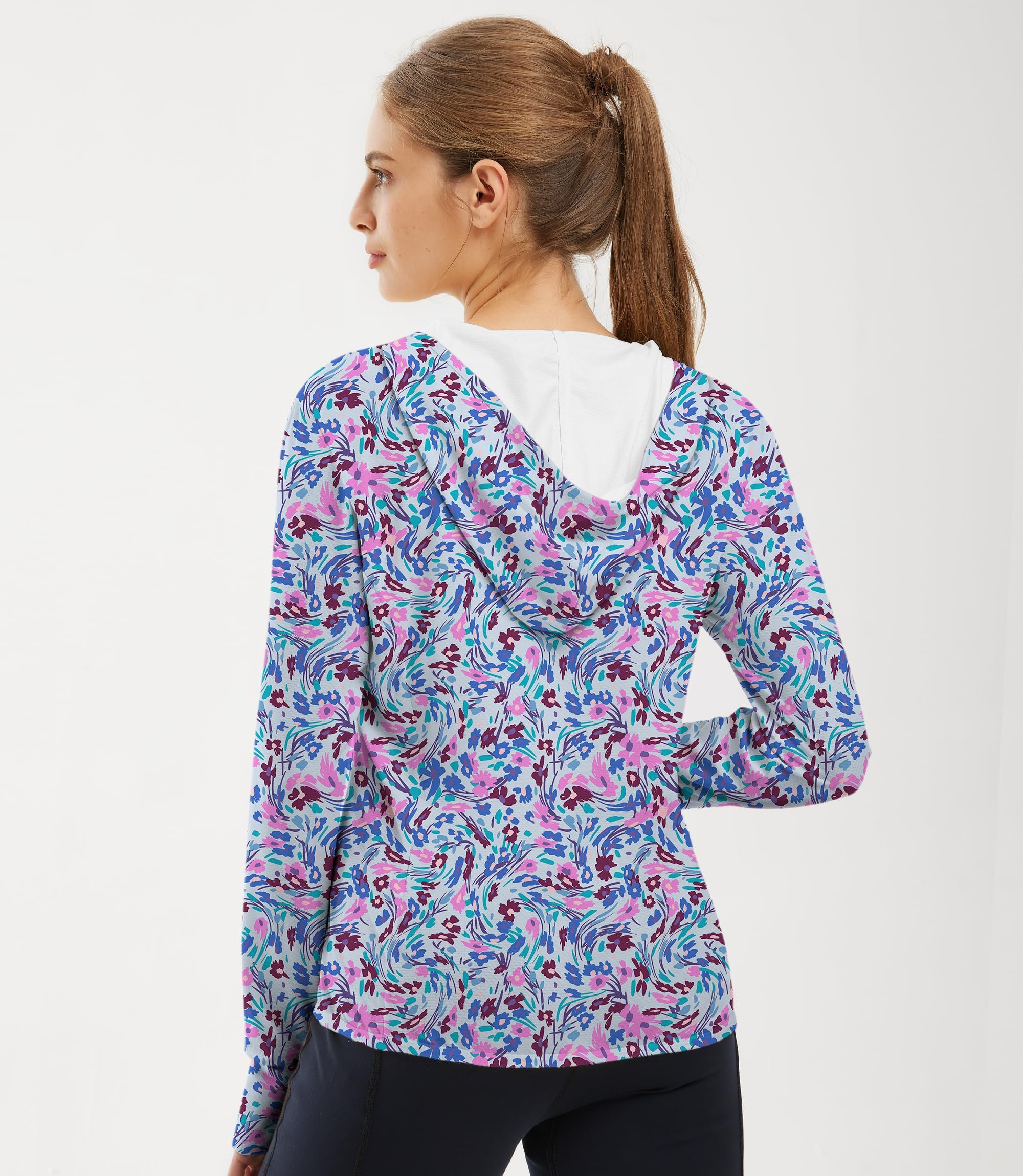Women's outdoor flower twist golf zip hoodie with sun protection and slim fit design