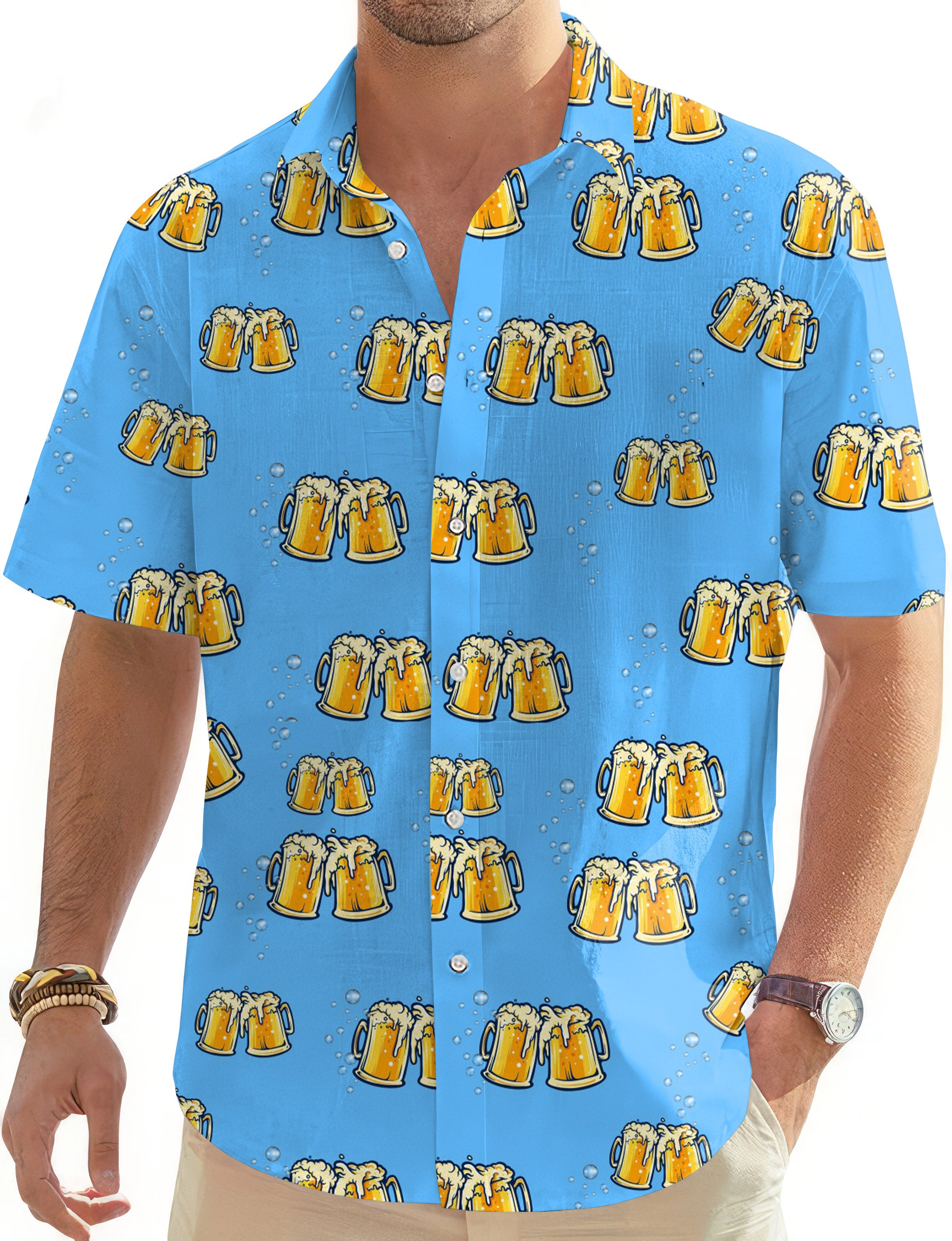 Cheers Beer-Men's Golf Hawaiian Shirts Button Down Shirt