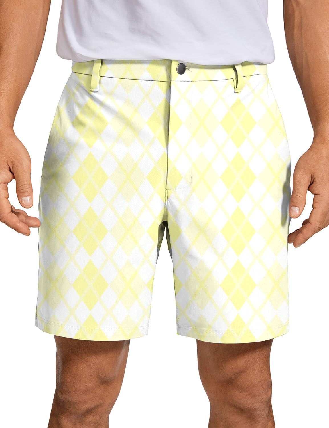 Argyle Men's yellow gridd Golf Shorts
