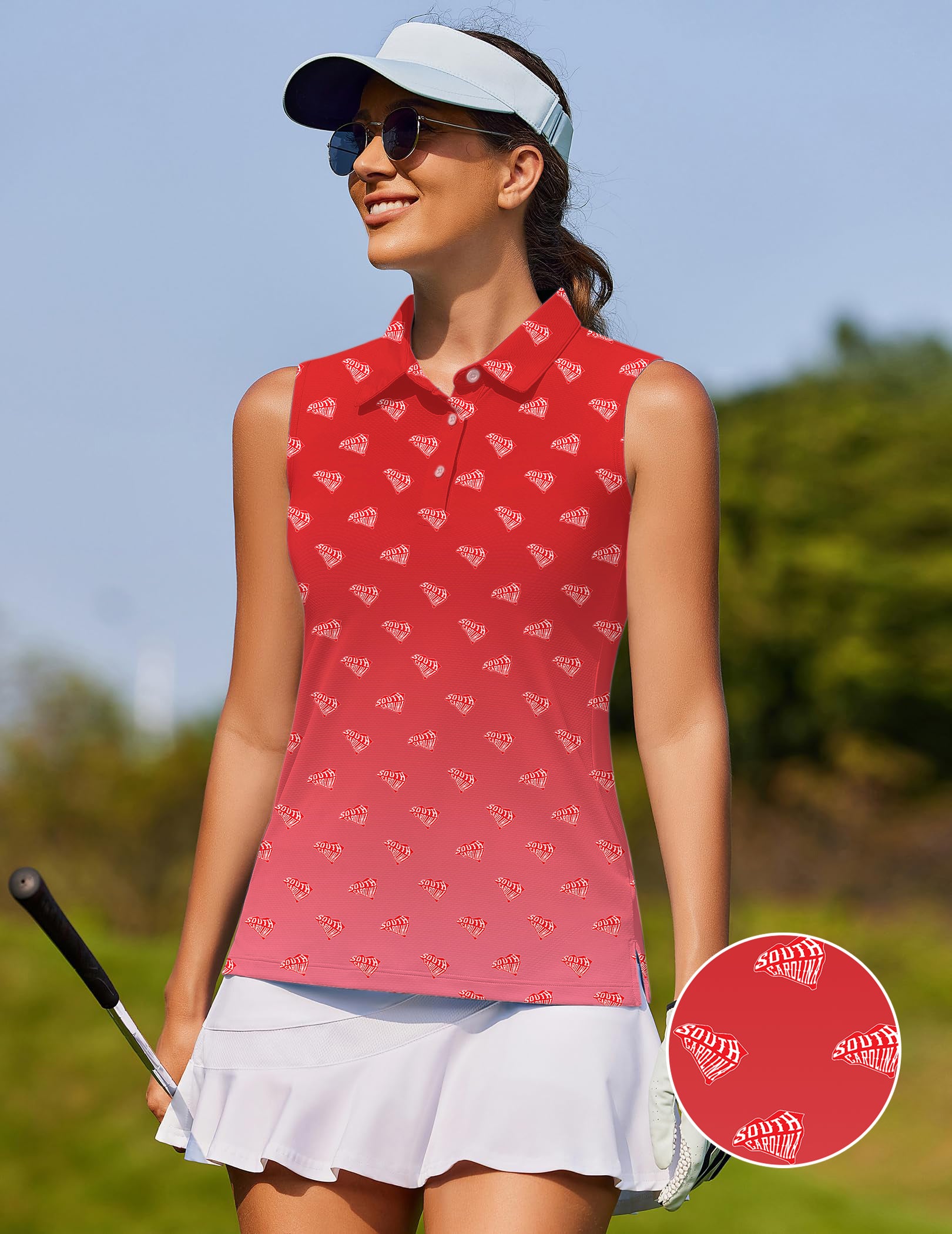 Red South Carolina Women's golf Sleeveless shirt