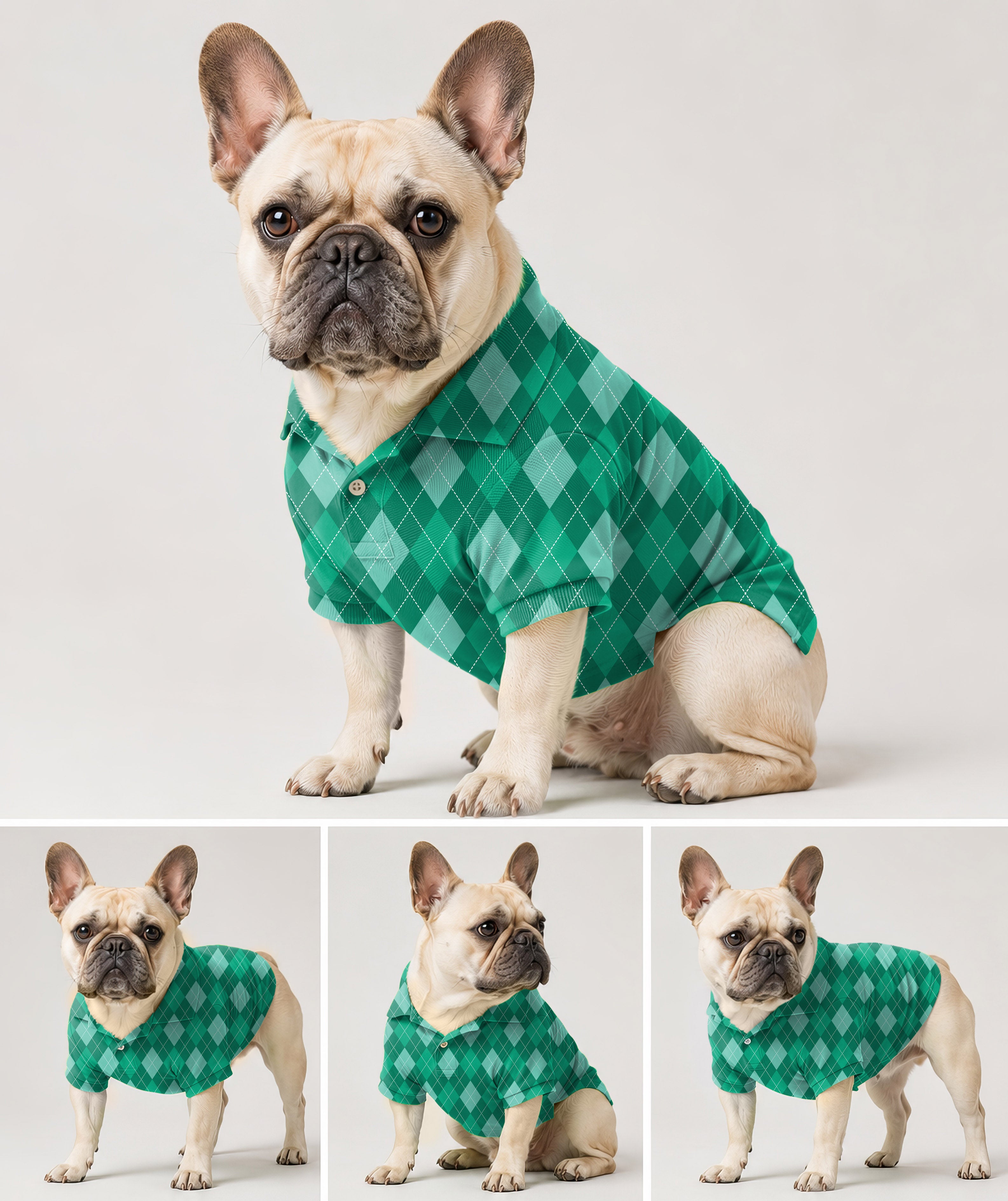 Dog's Green Argyle Polo