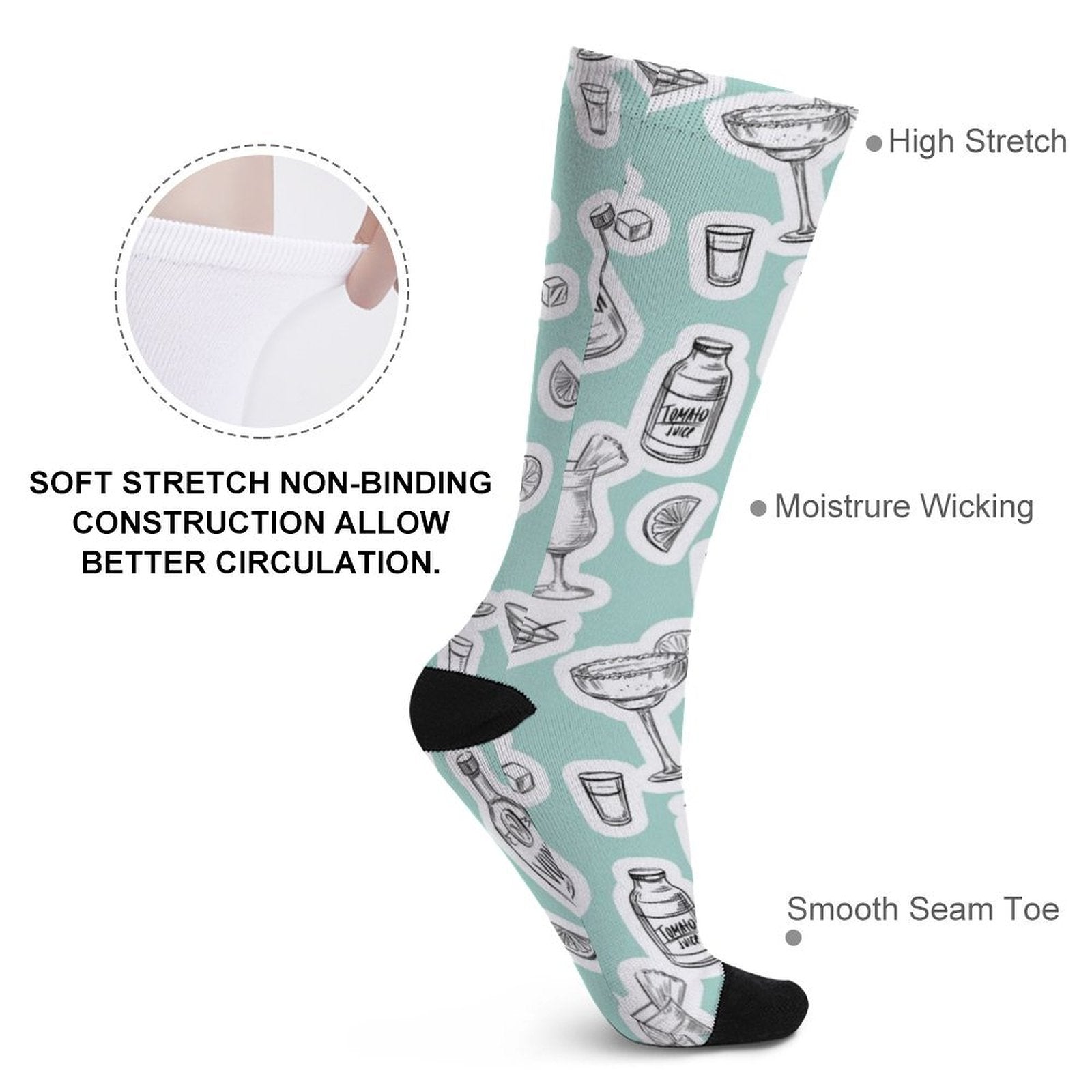 of alcohol cocktails Prined socks Gifts for Men Women