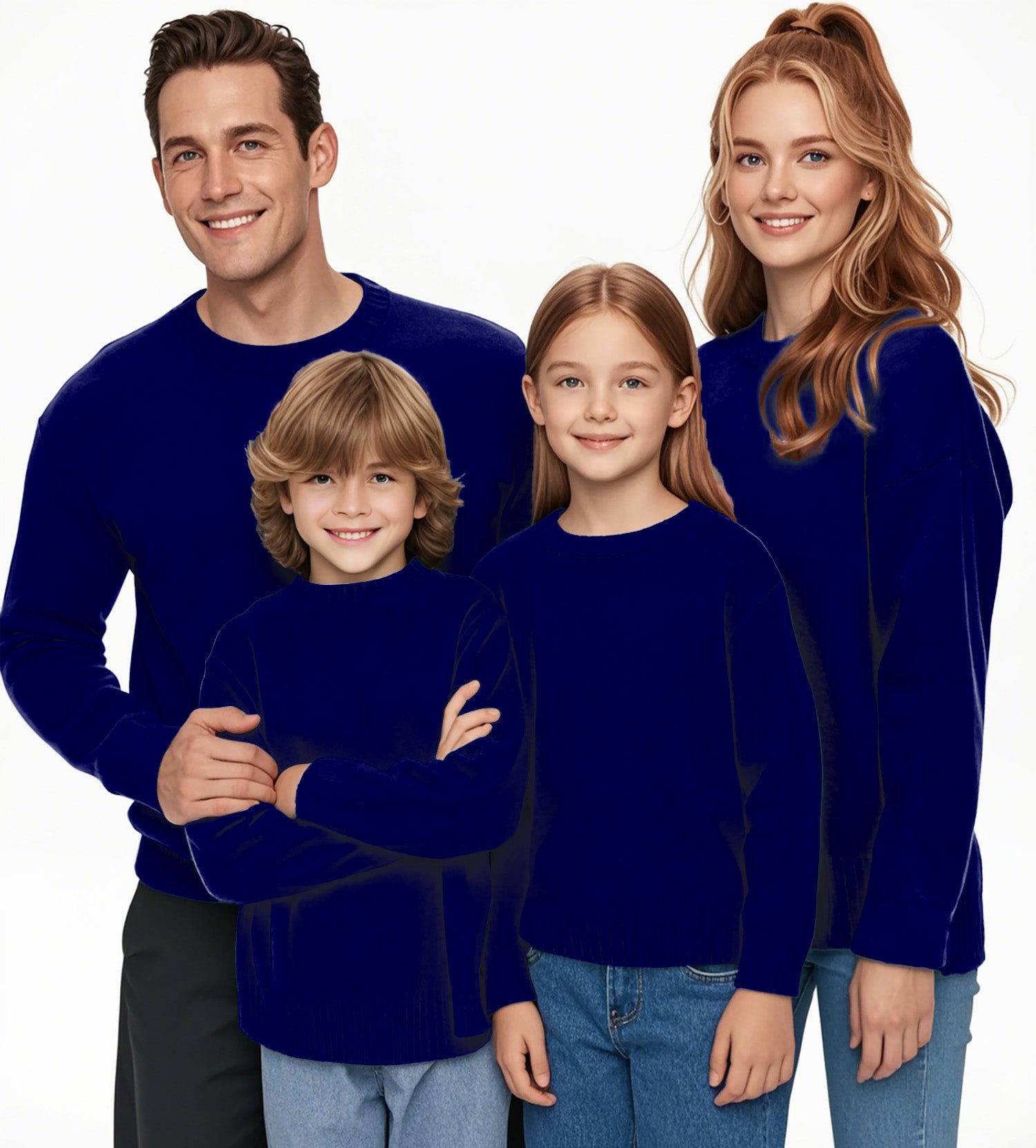 pure navy Crewneck Pullover Ugly Sweater Men Women boy girl family