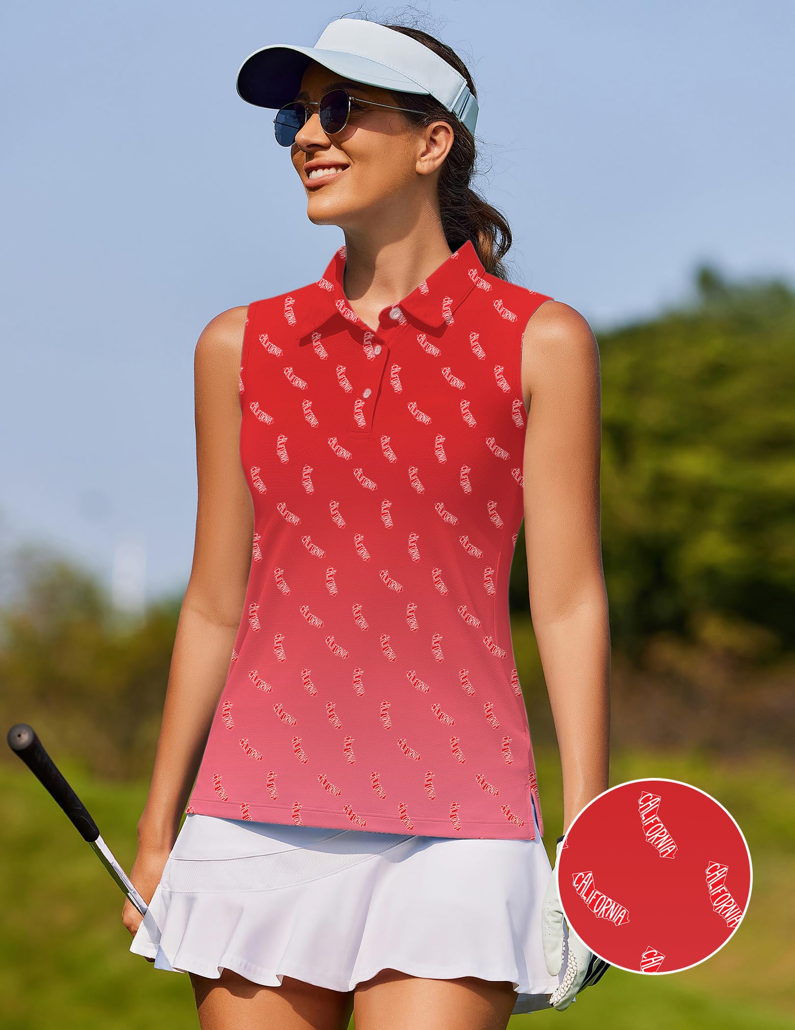 Red California Women's golf Sleeveless shirt