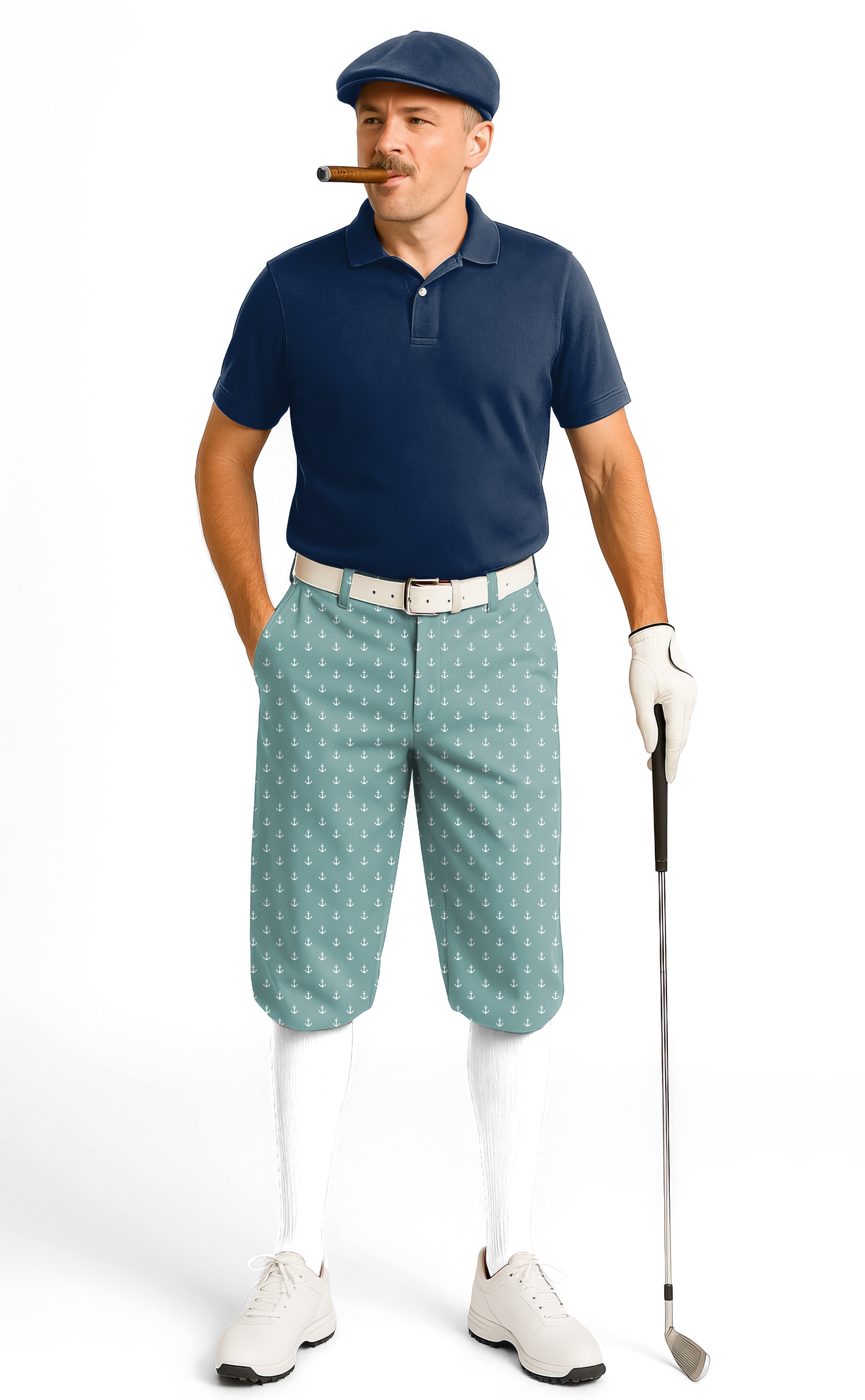 Green blue Anchor Men's Golf Knickers Pants