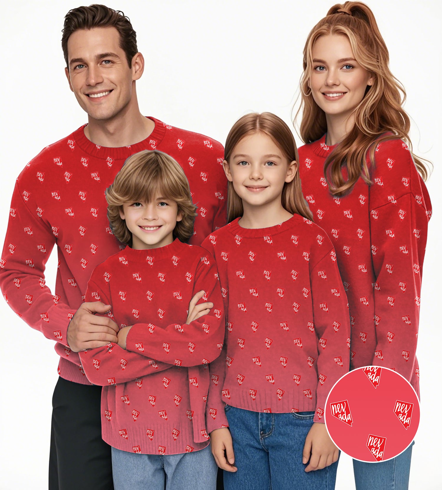 Red Nevada Crewneck Pullover Ugly Sweater Men Women boy girl family