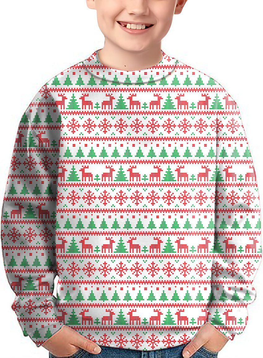 Christmas reindeer Crewneck Pullover Kids Ugly Sweater