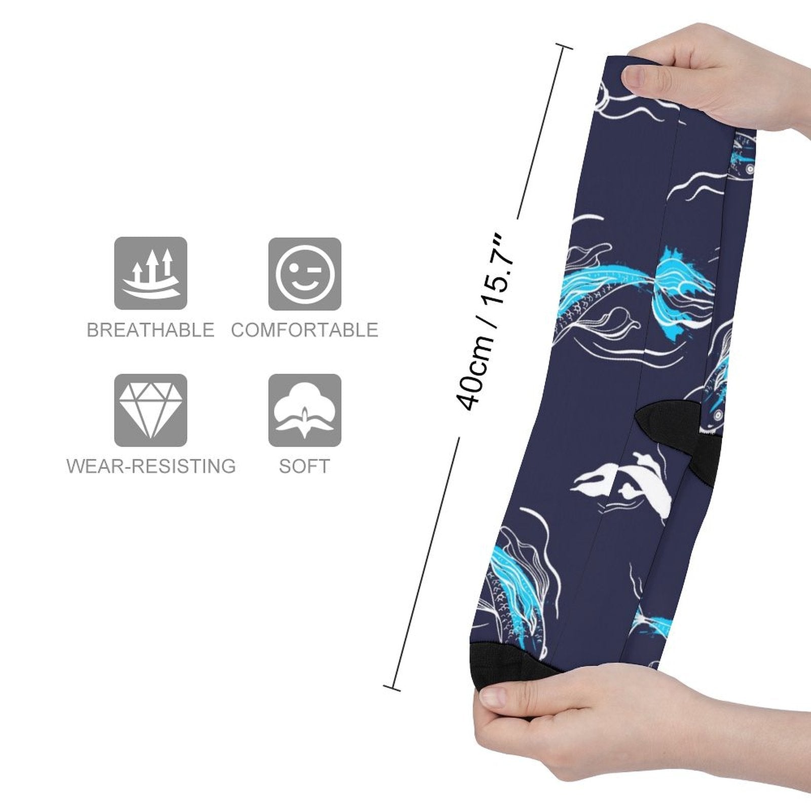 Diamond Accents Fish Prined socks Gifts for Men Women