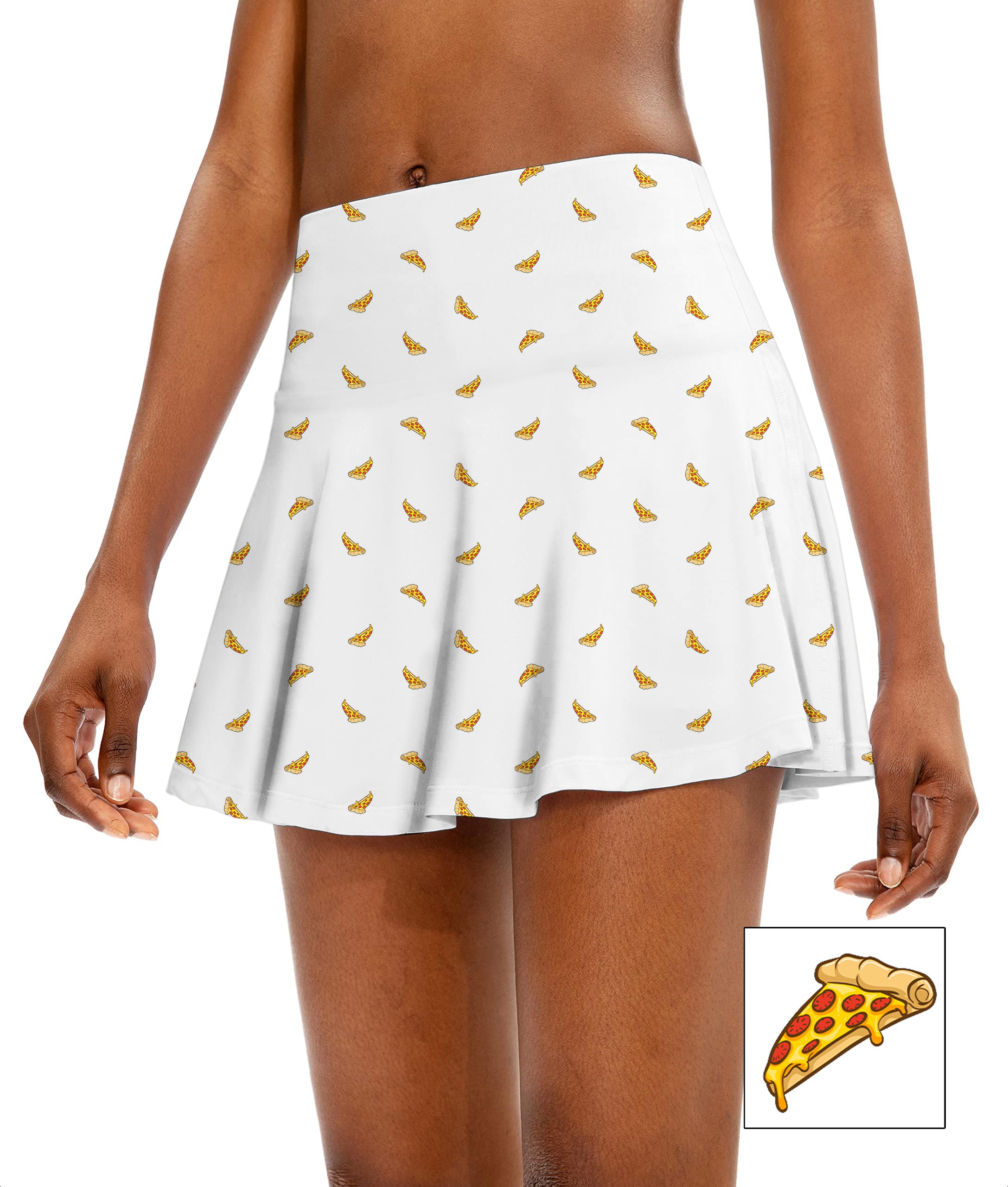 Delicious White Pizza Custom The Background Color Women's Athletic Golf Skorts Flared Skirts