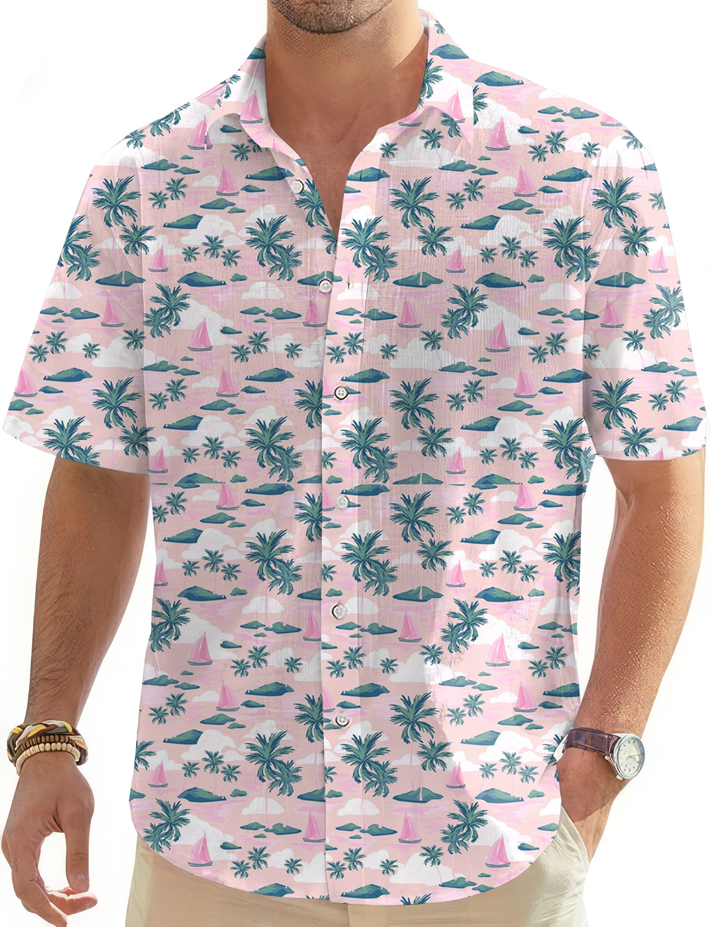 Island Time-Men's Golf Hawaiian Shirts Button Down Shirt