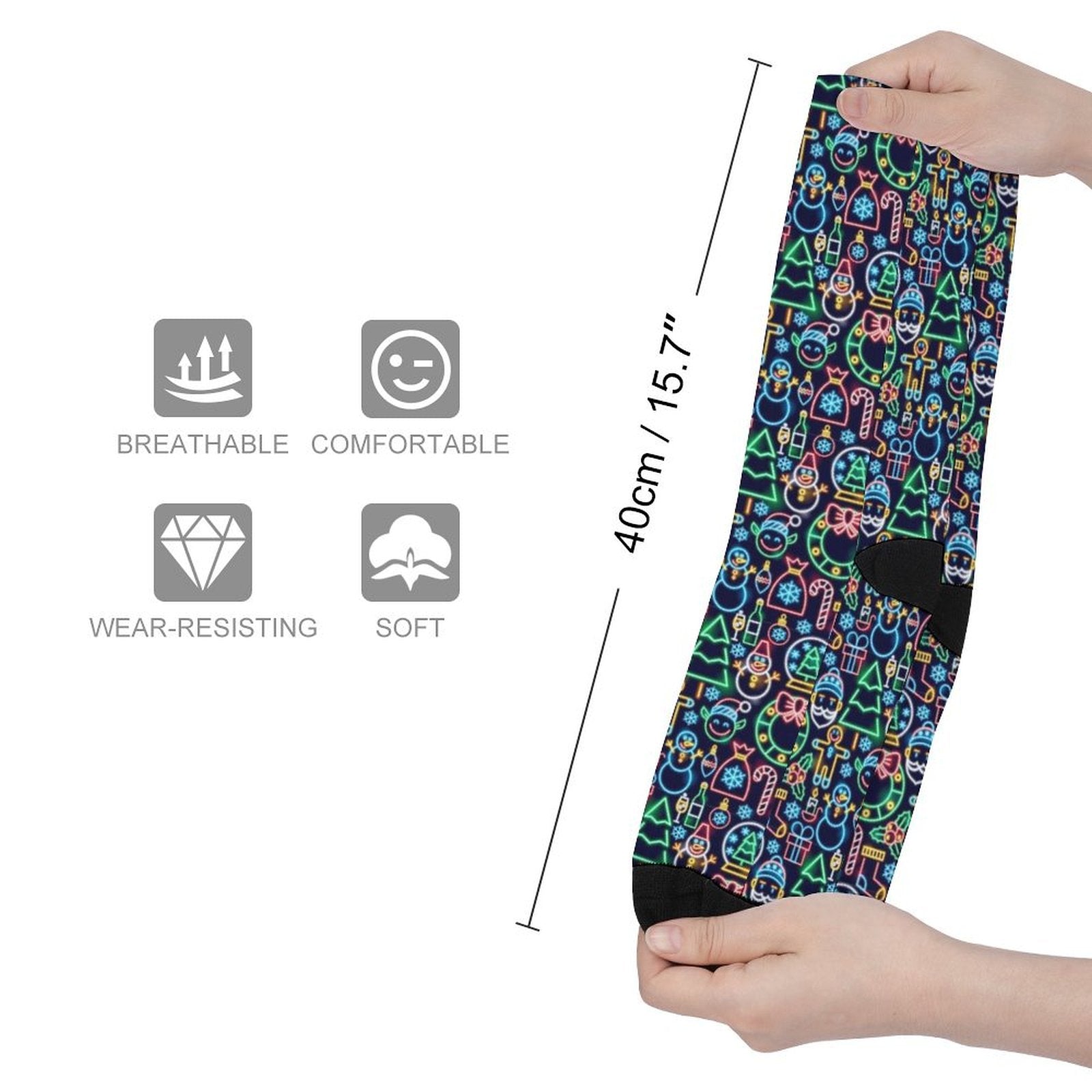Neon Christmas Prined socks Gifts for Men Women